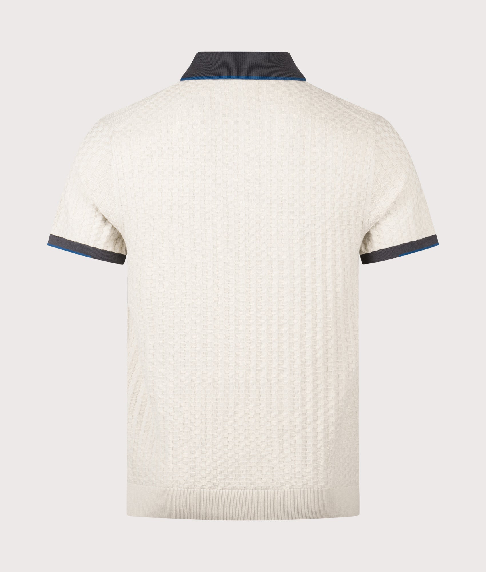 Waffle Knit Polo Shirt in White | 100% Organic Cotton | PS Paul Smith | EQVVS | Back shot 