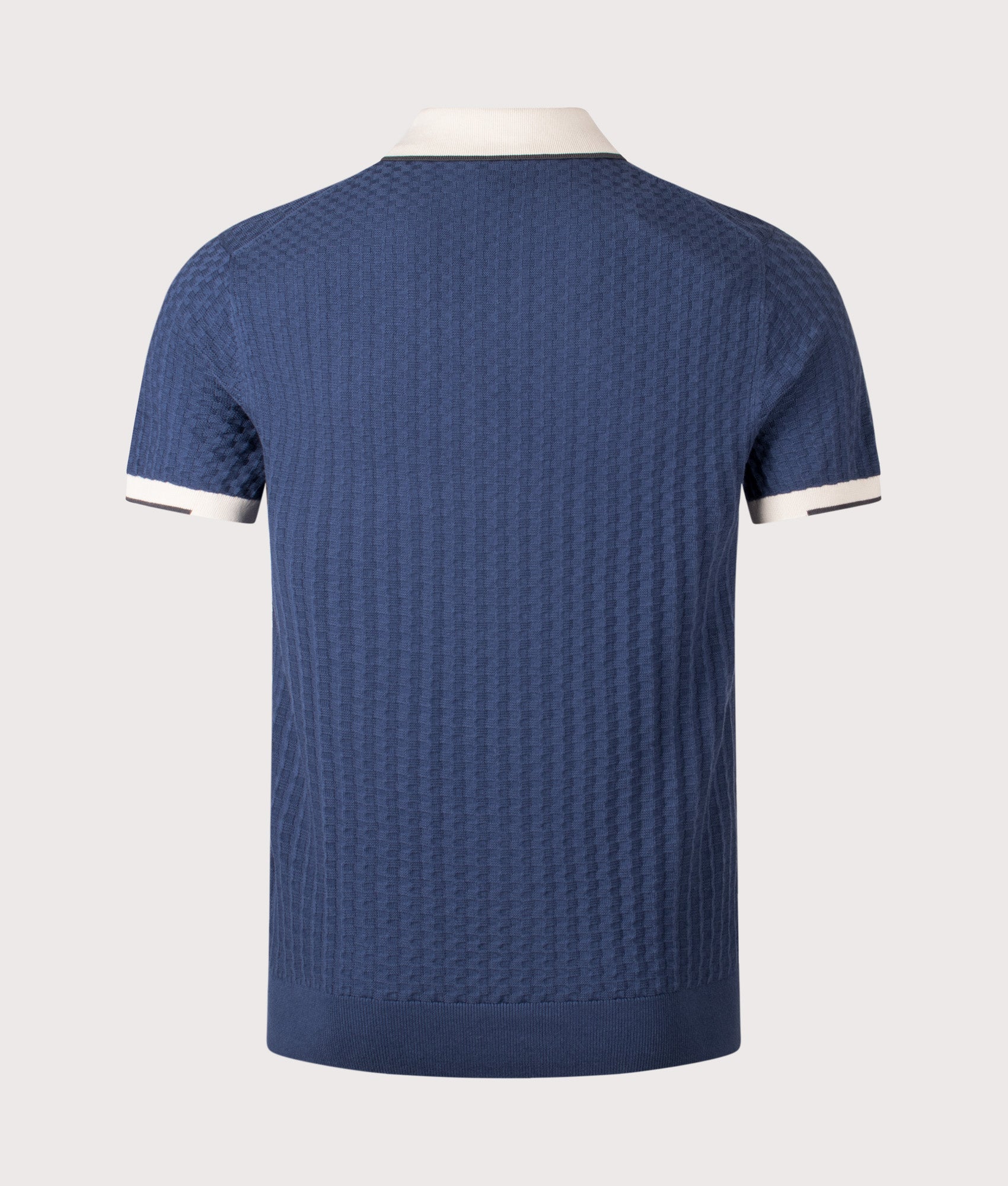 Waffle Knit Polo Shirt in Blue | 100% Organic Cotton | PS Paul Smith | EQVVS | Back shot 
