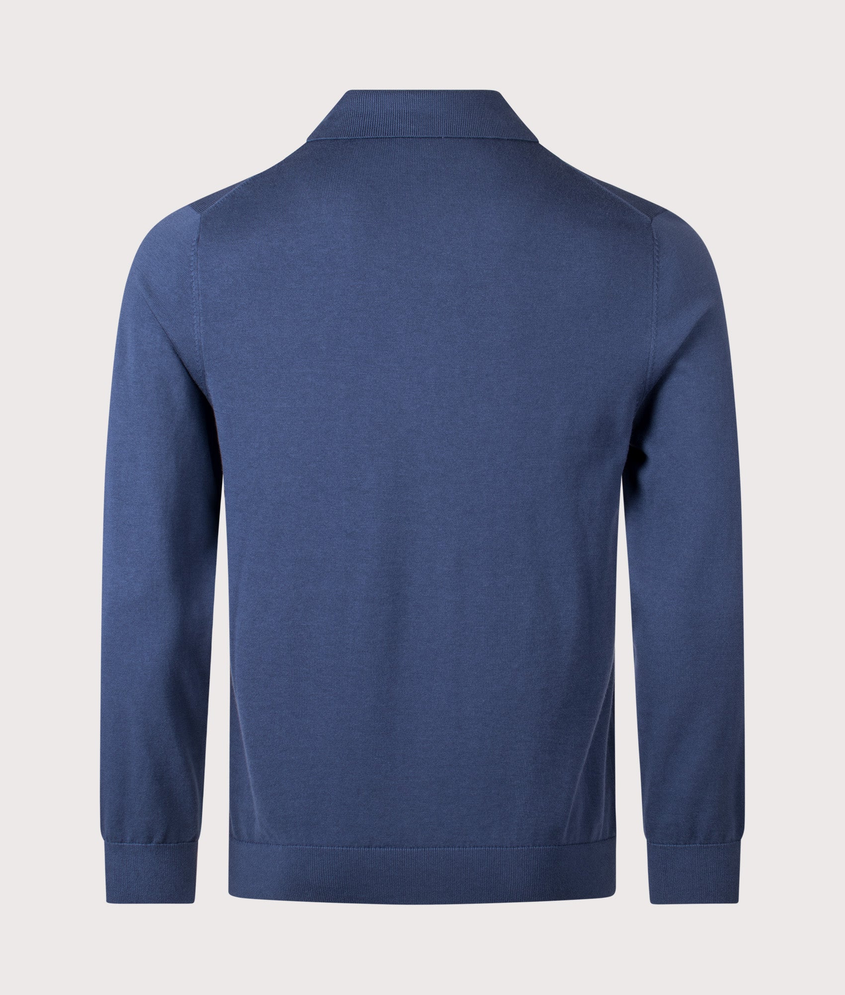 Sports Stripe Long Sleeve Polo Shirt in Blue | 100% Organic Cotton | PS Paul Smith | EQVVS | Back shot 