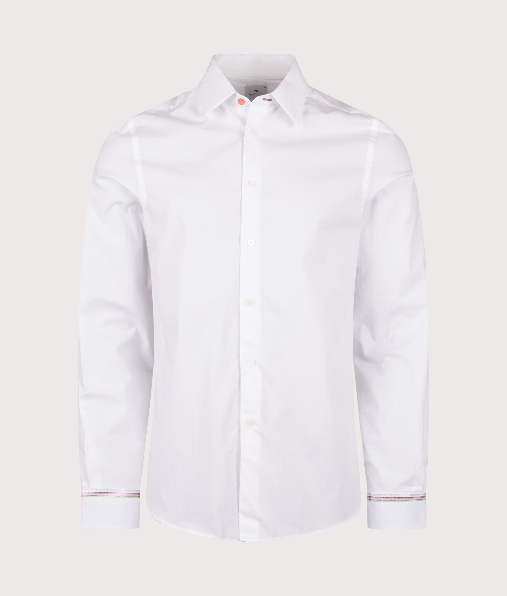 Slim Fit Embroidered Cuff Shirt in White | PS Paul Smith | EQVVS | Front shot 