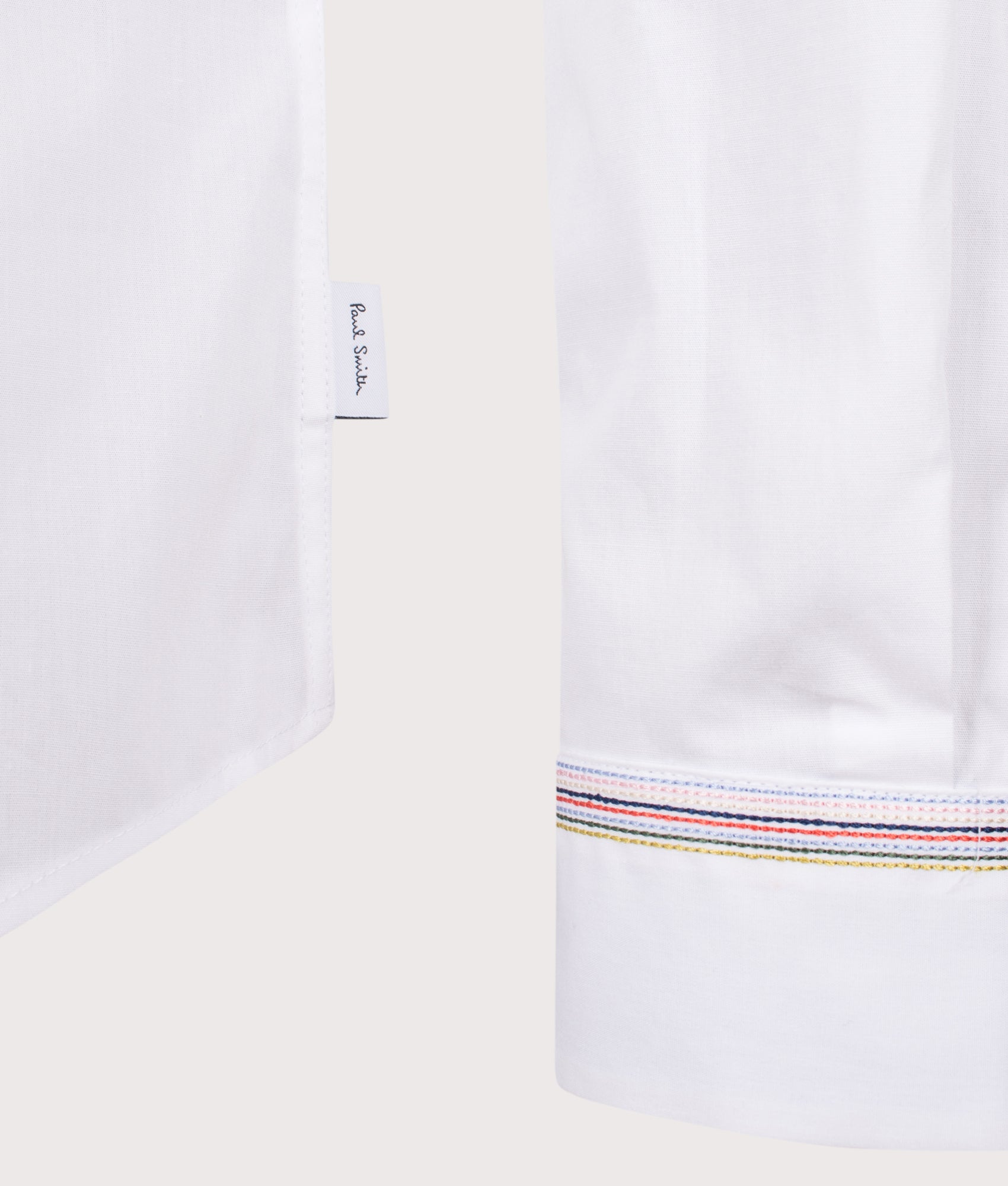 Slim Fit Embroidered Cuff Shirt in White | PS Paul Smith | EQVVS | Detail shot 
