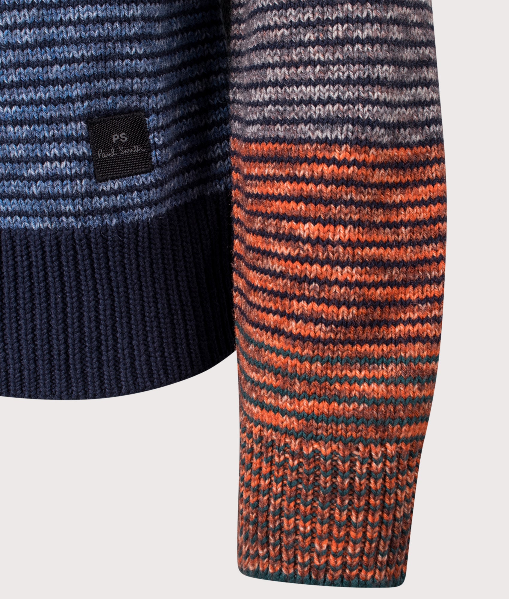 Patchwork Zip Through Cardigan in Blue | PS Paul Smith | EQVVS | Front detail shot 