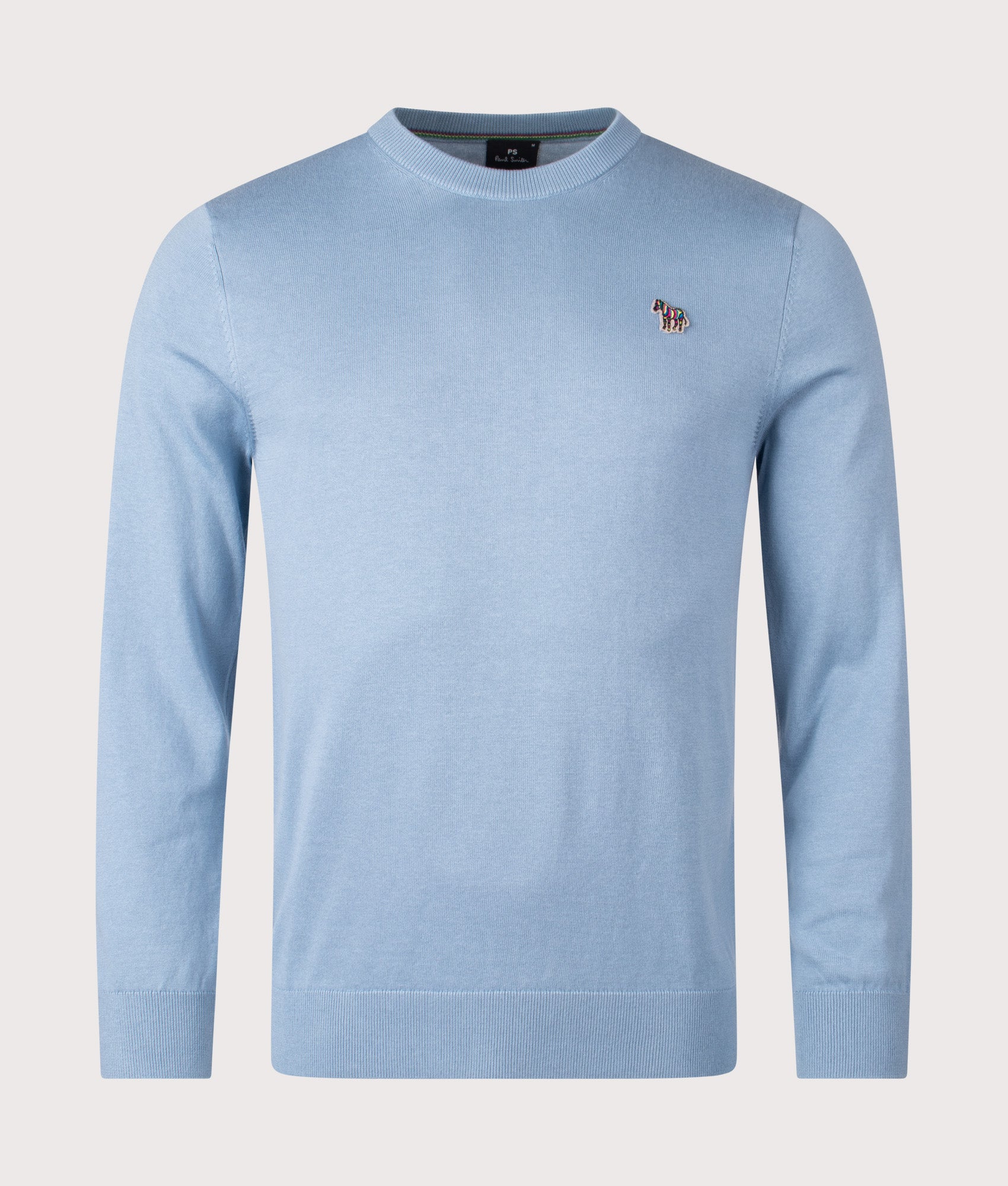 Zebra Badge Knit Jumper in Blue | 100% Cotton | PS Paul Smith | EQVVS | Front shot 