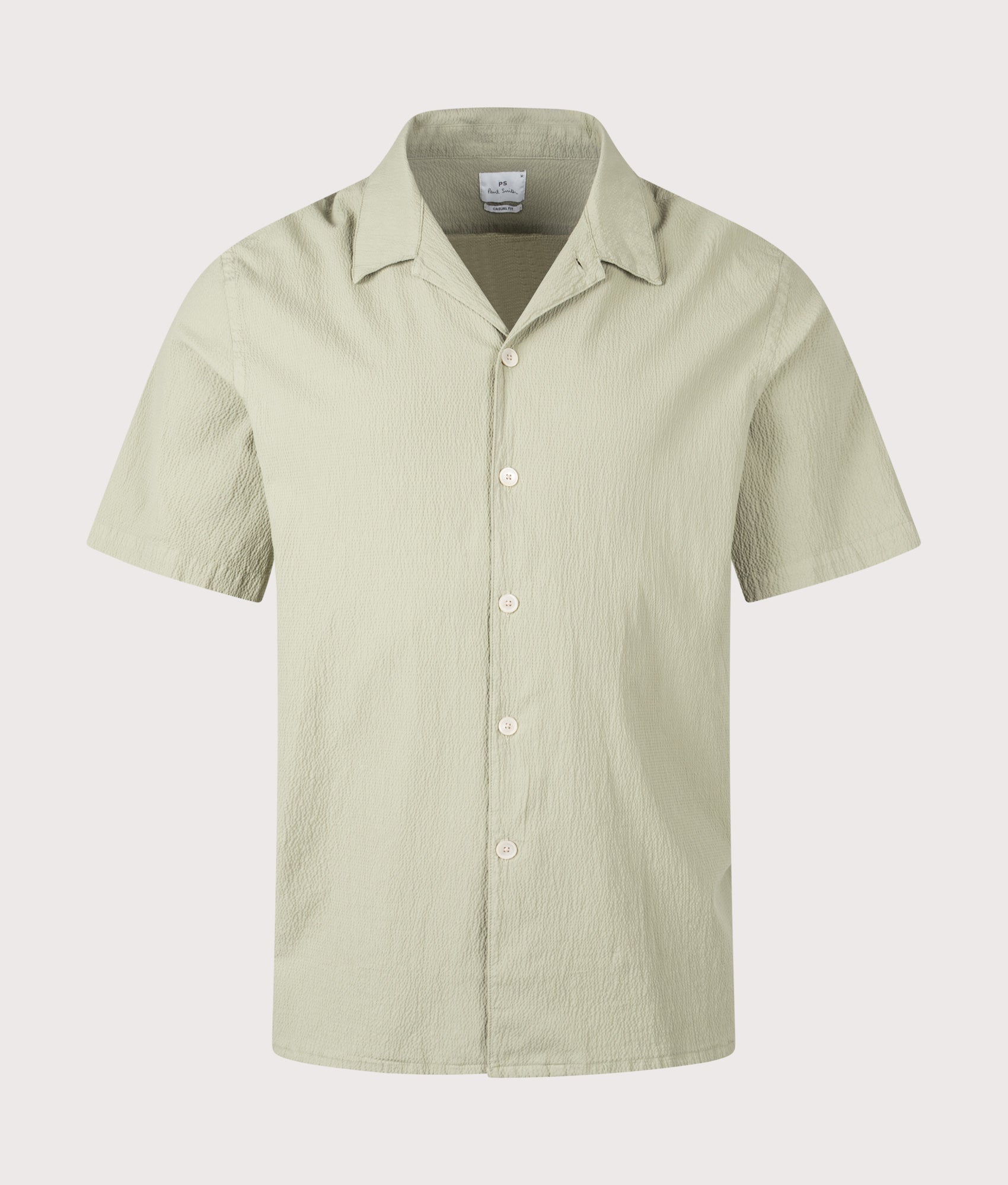 PS Paul Smith Relaxed Fit Short Sleeve Shirt in Green at EQVVS Menswear. Front shot.