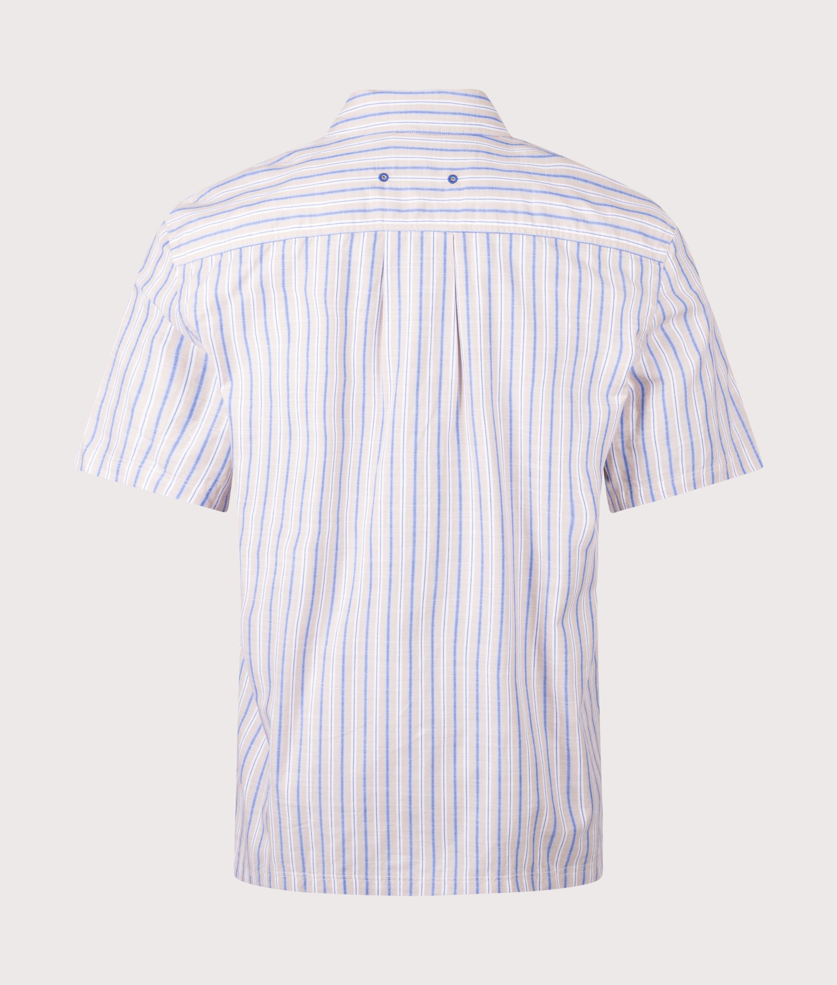 PS Paul Smith Relaxed Fit Shirt in Tan and Blue at EQVVS Menswear. Back shot.