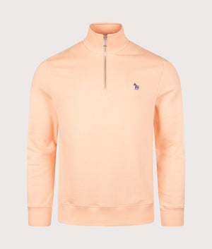 Regular Fit Quater Zip Zebra Sweatshirt in Orange | PS Paul Smith