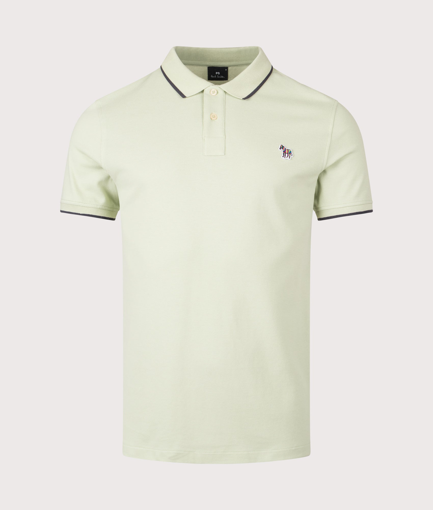 PS Paul Smith Slim Fit Zebra Polo Shirt in Green at EQVVS Menswear. Front shot.