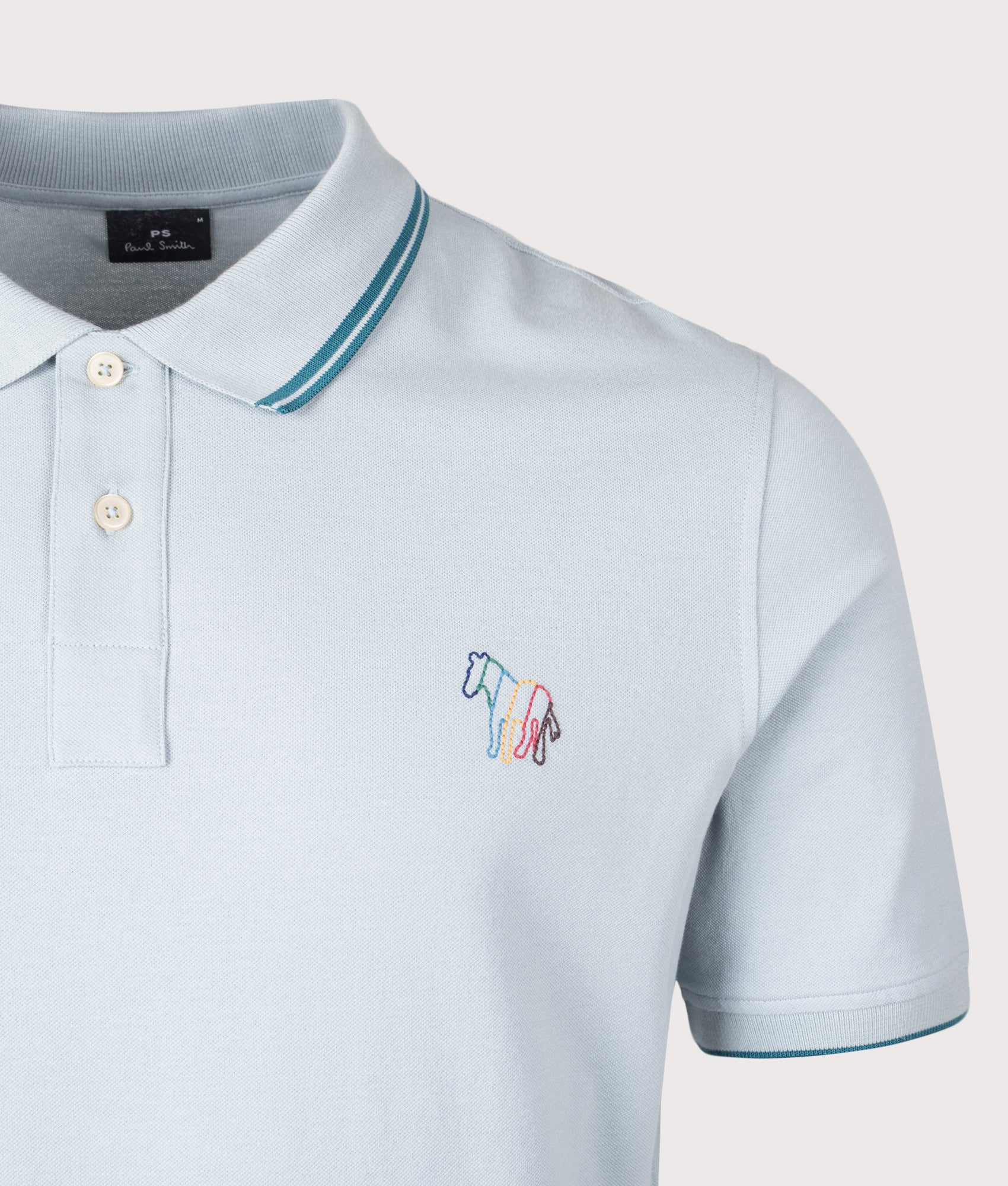 PS Paul Smith Polo Shirt in Blue at EQVVS Menswear. Detail shot.