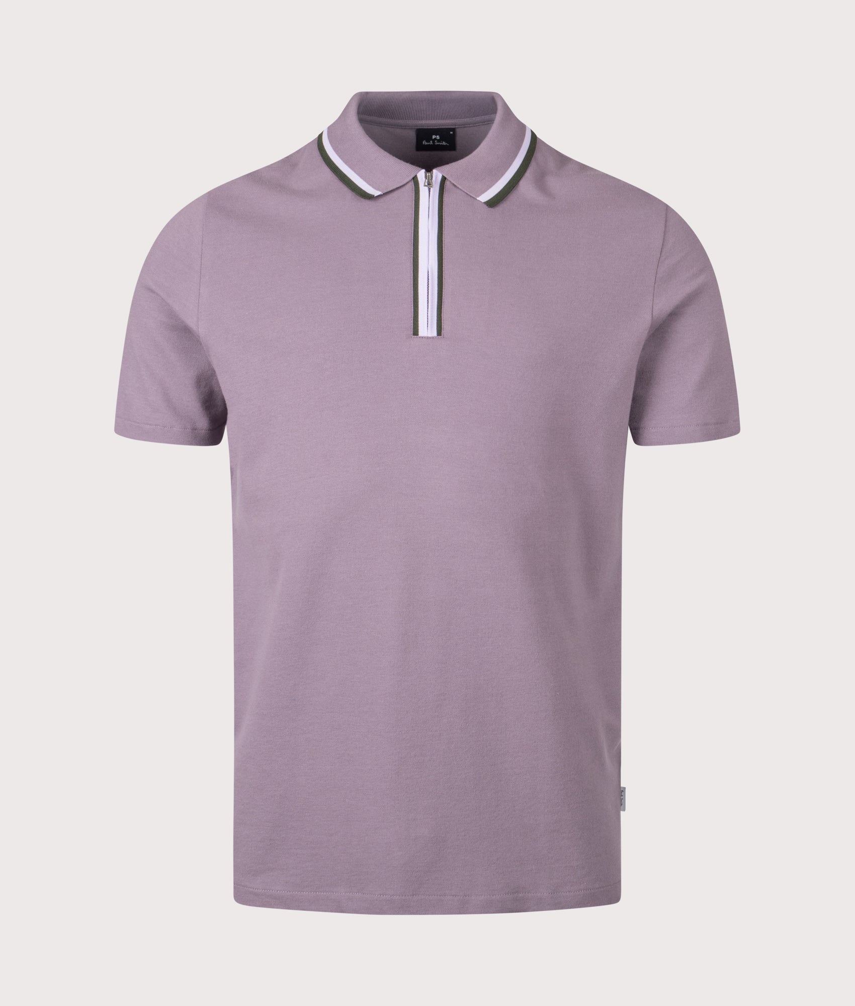 PS Paul Smith Quarter Zip Polo Shirt in Purple at EQVVS Menswear. Front shot.