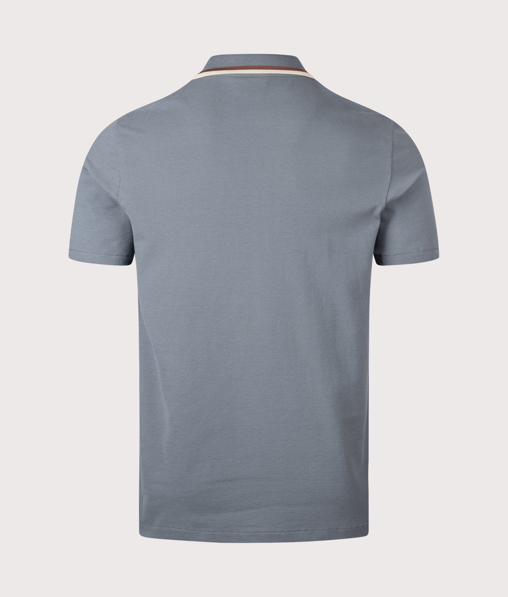 PS Paul Smith Quarter Zip Polo Shirt in Grey at EQVVS Menswear. Back shot.