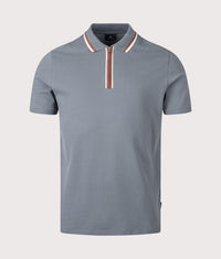 Regular Fit Quarter Zip Polo Shirt: 75A Grey 