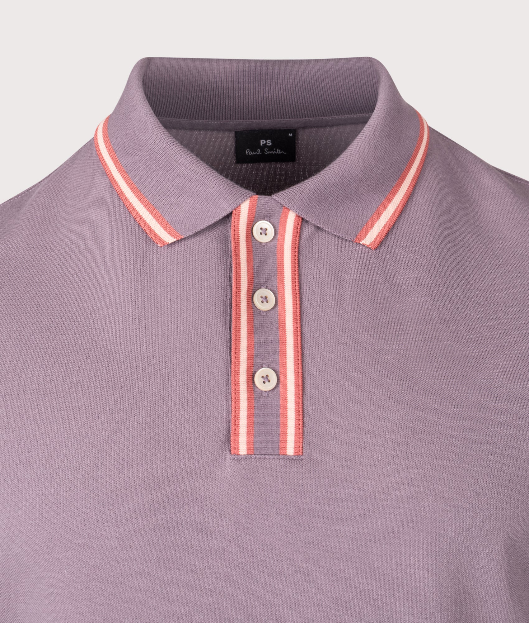 PS Paul Smith Polo Shirt in Purple at EQVVS Menswear. Detail shot.