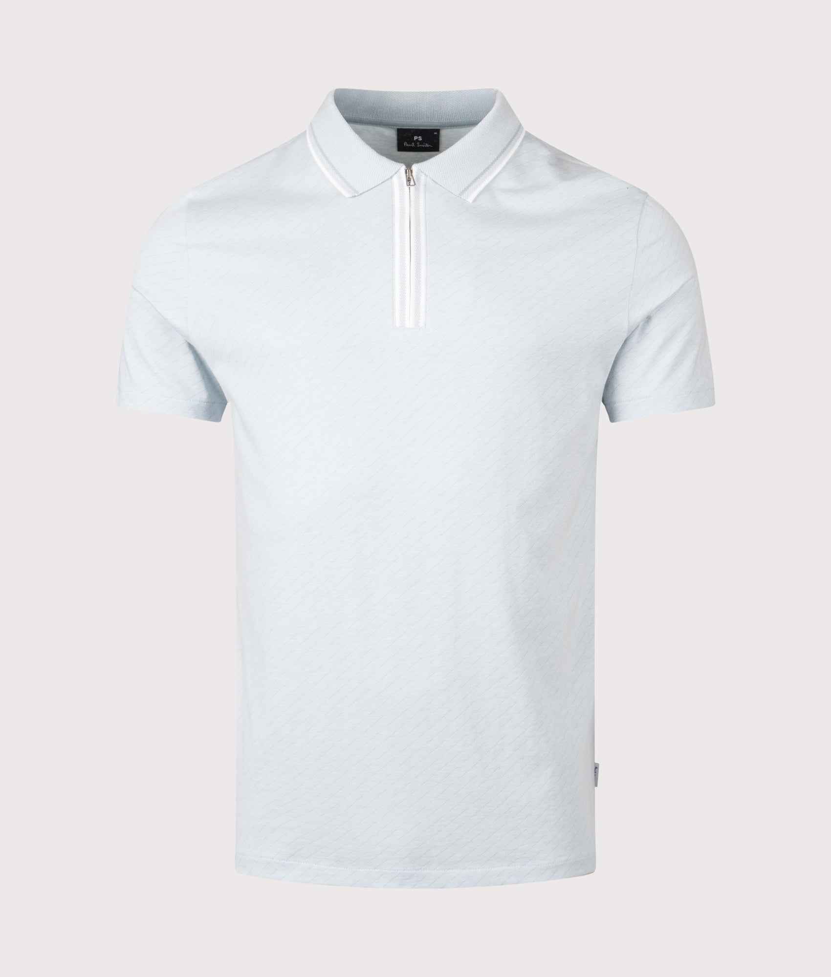 PS Paul Smith Quarter Zip Polo Shirt in Blue at EQVVS Menswear. Front shot.