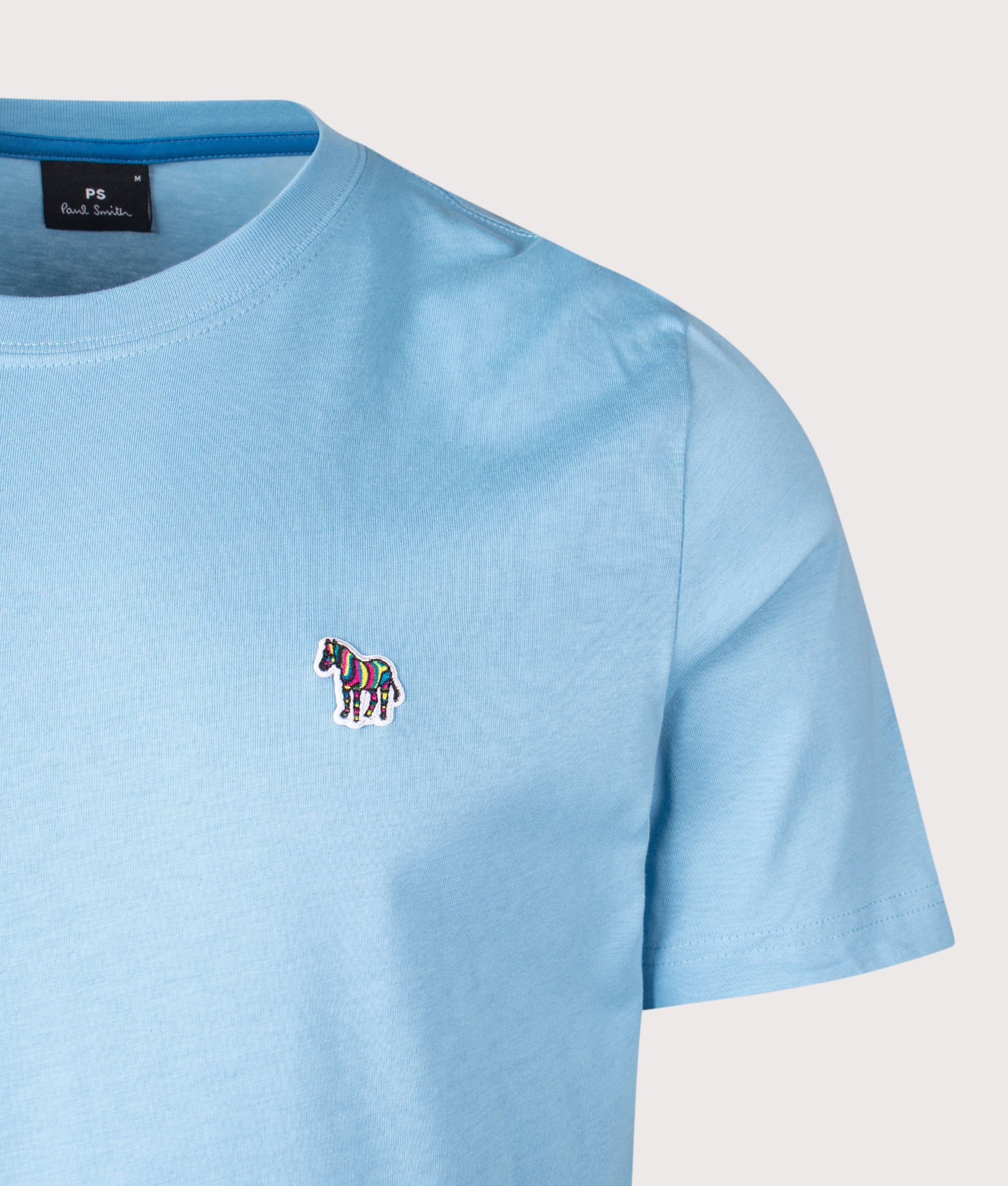 PS Paul Smith Zebra T-Shirt in Blue at EQVVS Menswear. Detail shot.