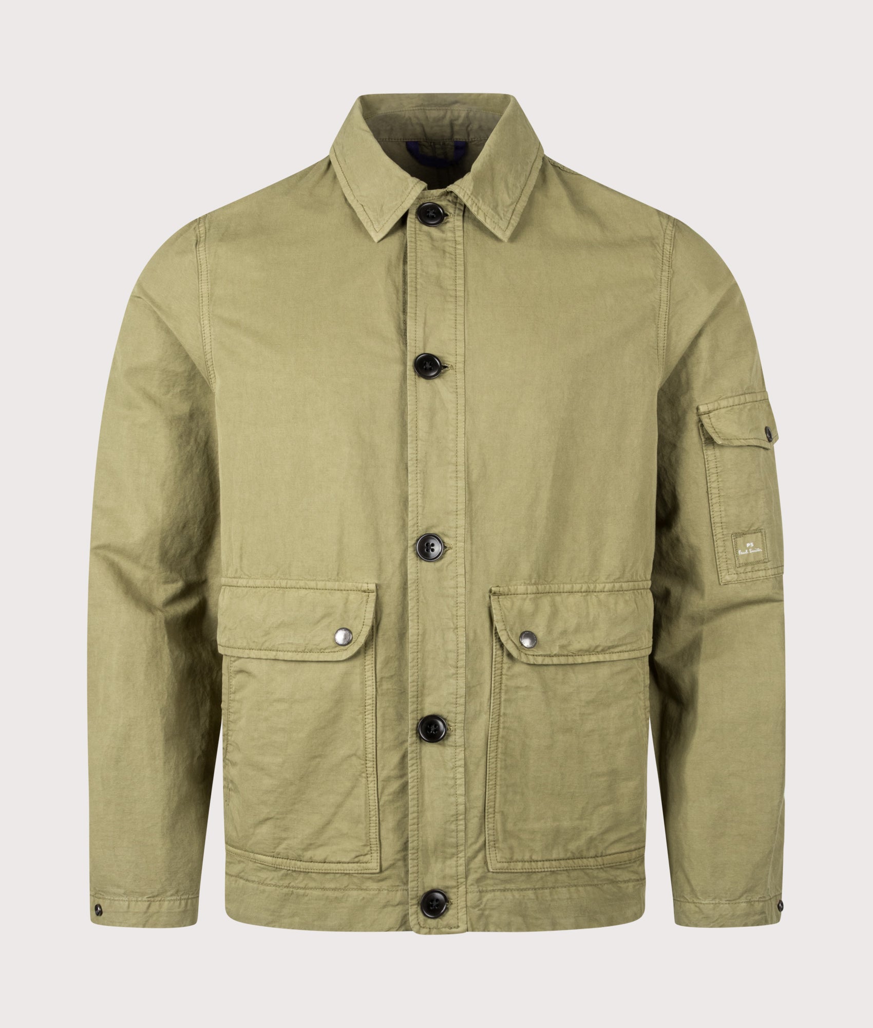 PS Paul Smith Overshirt in Green at EQVVS Menswear. Front shot.