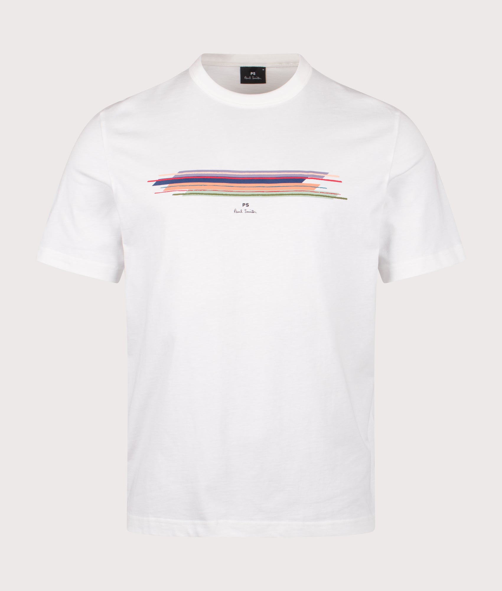 PS Paul Smith Striped T-Shirt in white at EQVVS Menswear. Front shot.