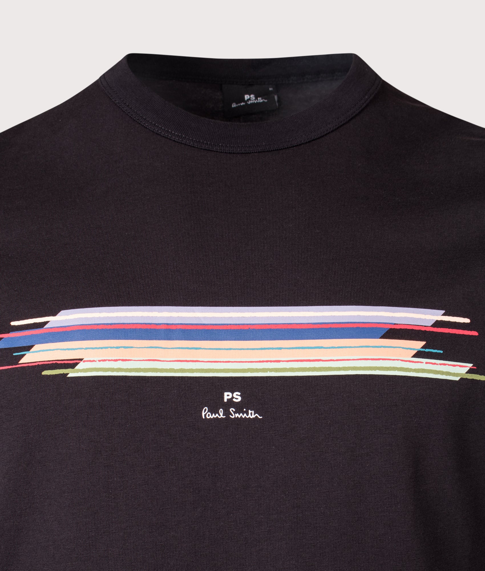 PS Paul Smith Striped T-Shirt in Black at EQVVS Menswear. Detail shot.
