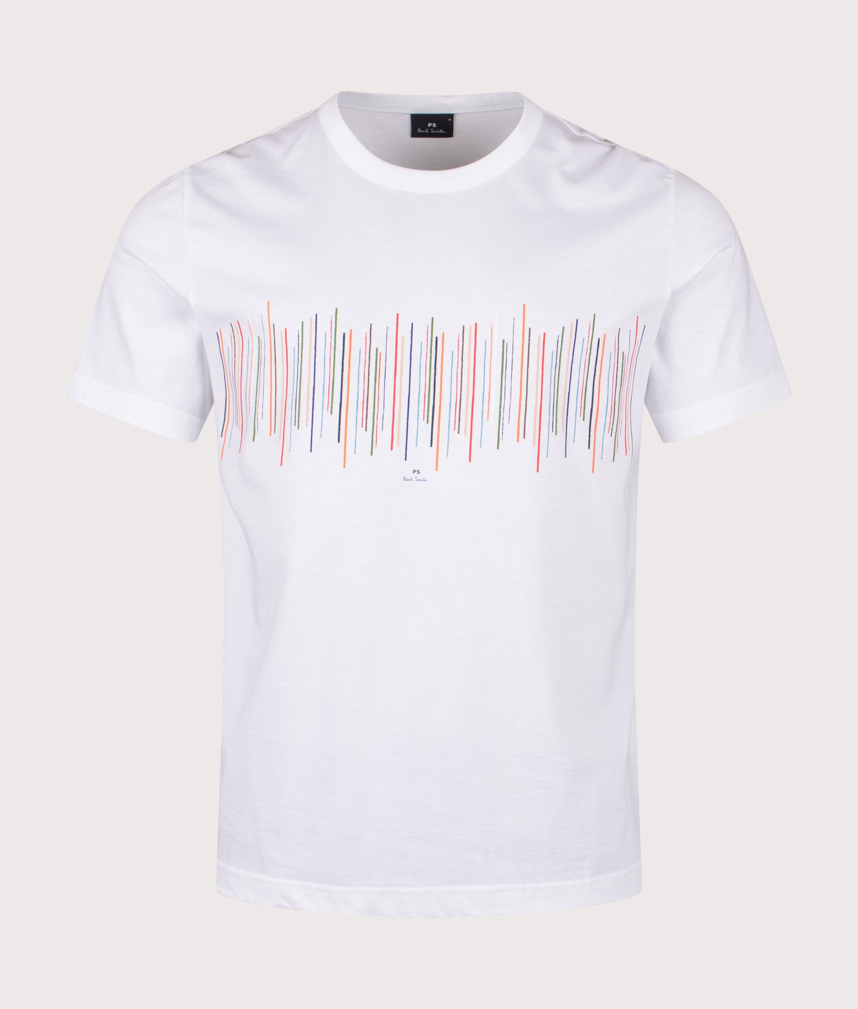 PS Paul Smith Relaxed Fit Stripe T-Shirt in White at EQVVS Menswear. Front shot.
