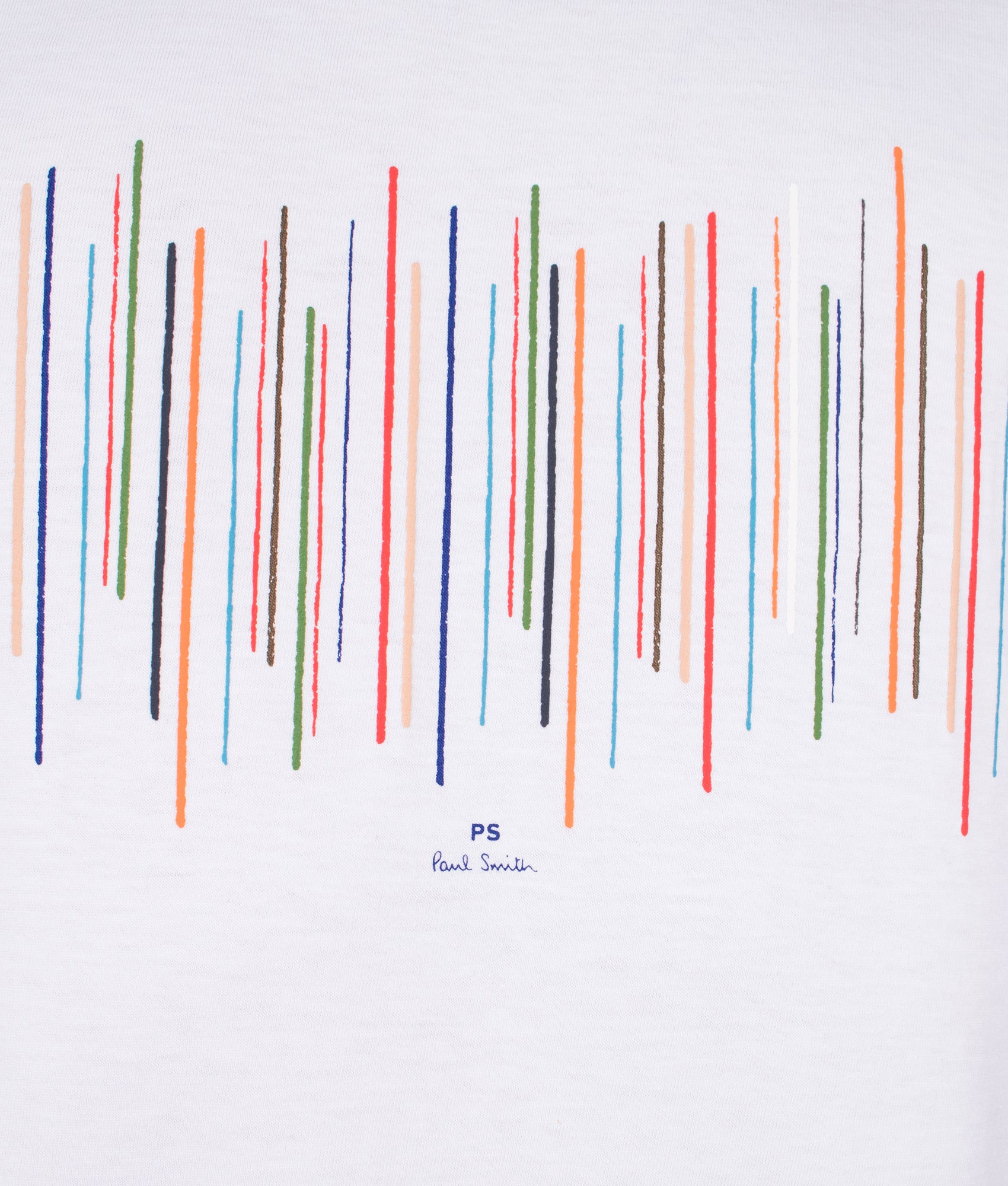 PS Paul Smith Relaxed Fit Stripe T-Shirt in White at EQVVS Menswear. Detail shot.