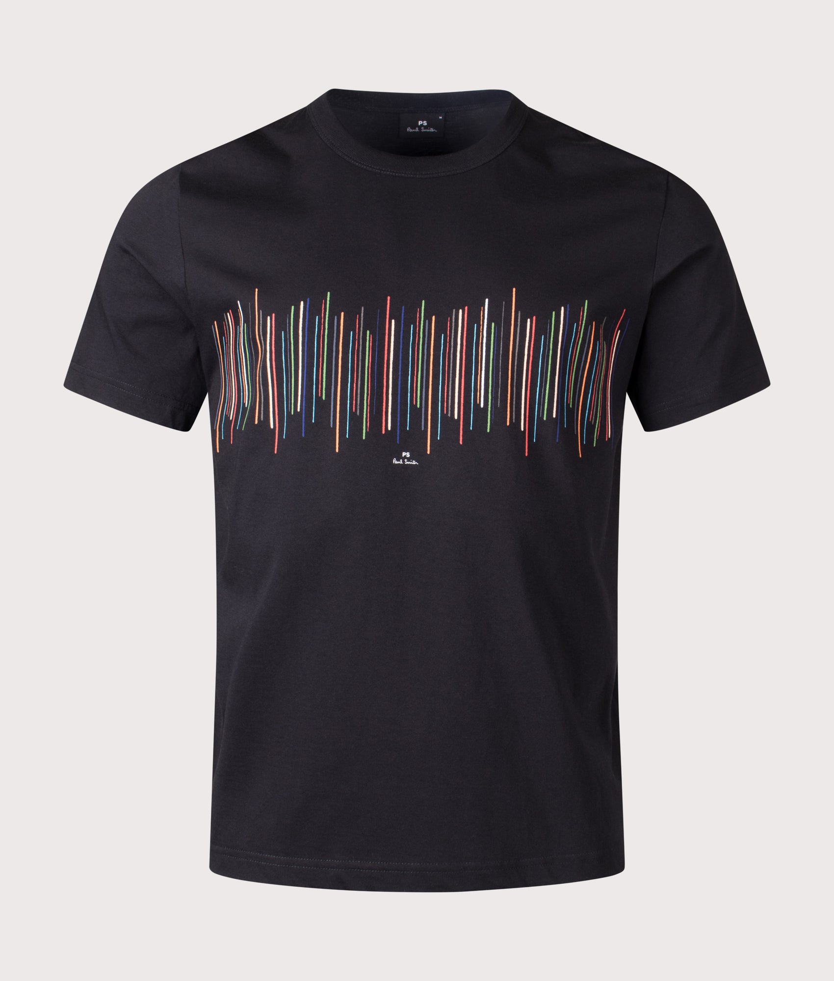 PS Paul Smith Relaxed Fit Stripe T-Shirt in Black at EQVVS Menswear. Front shot.