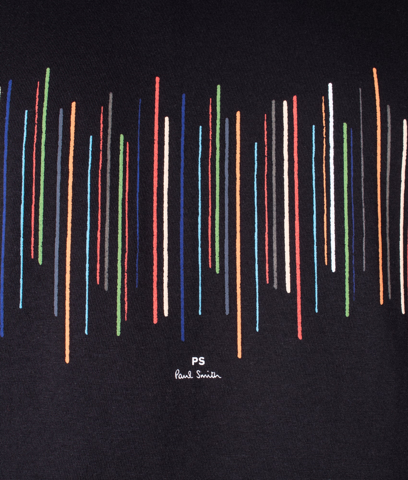 PS Paul Smith Relaxed Fit Stripe T-Shirt in Black at EQVVS Menswear. Detail shot.