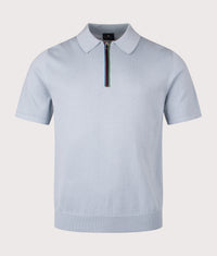 Sport Stripe Zip Knitted Cotton Polo Shirt: 40A Blue 