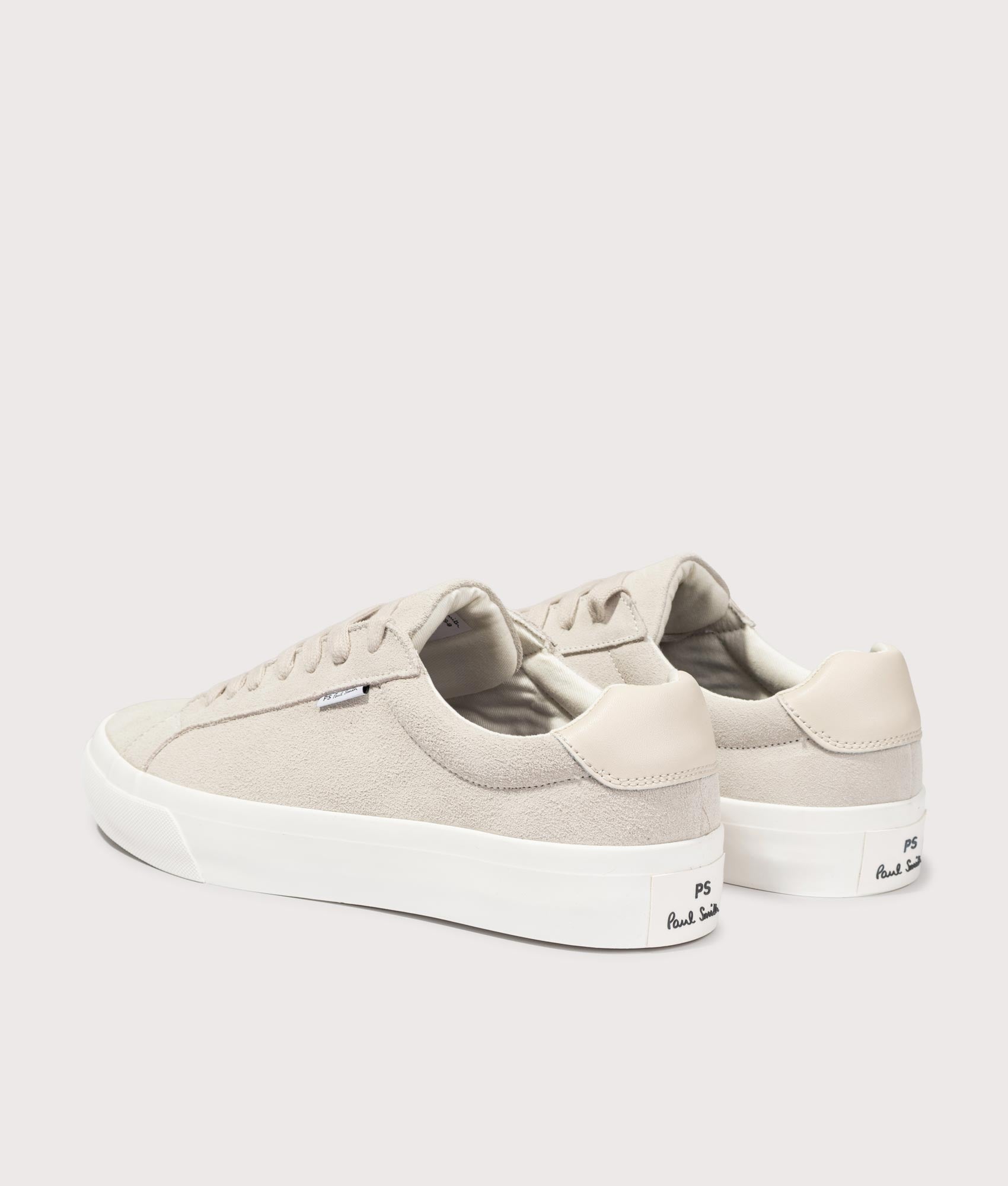 PS Paul Smith Amos Trainers in Off White at EQVVS Menswear. Angled back shot.