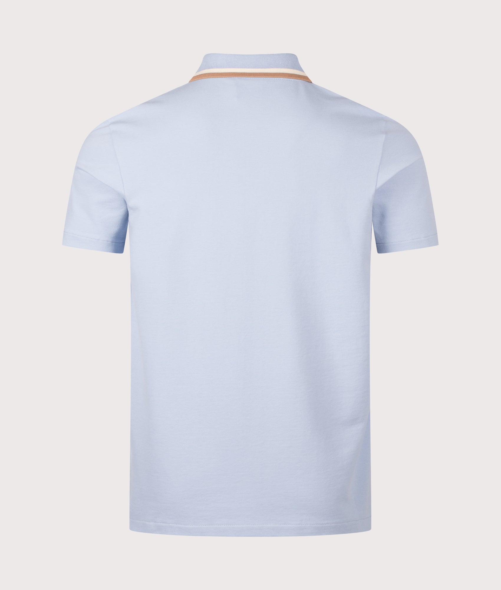 PS Paul Smith Regular Fit Quarter Zip Polo Shirt in Light Blue at EQVVS Menswear. Back shot.