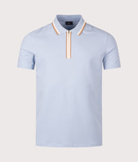 Regular Fit Quarter Zip Polo Shirt: 41E Light Blue 