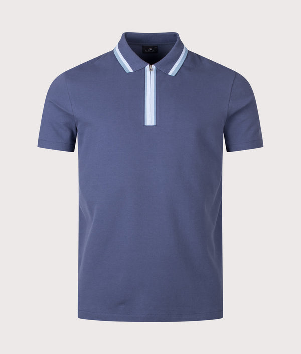Regular Fit Quarter Zip Polo Shirt in Indigo | PS Paul Smith | EQVVS
