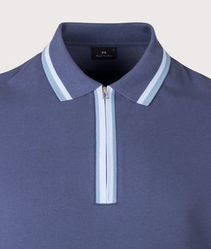 Regular Fit Quarter Zip Polo Shirt in Indigo | PS Paul Smith | EQVVS