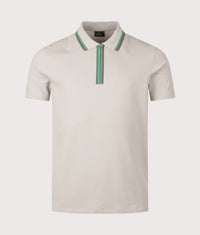 Regular Fit Quarter Zip Polo Shirt: 70A Grey 