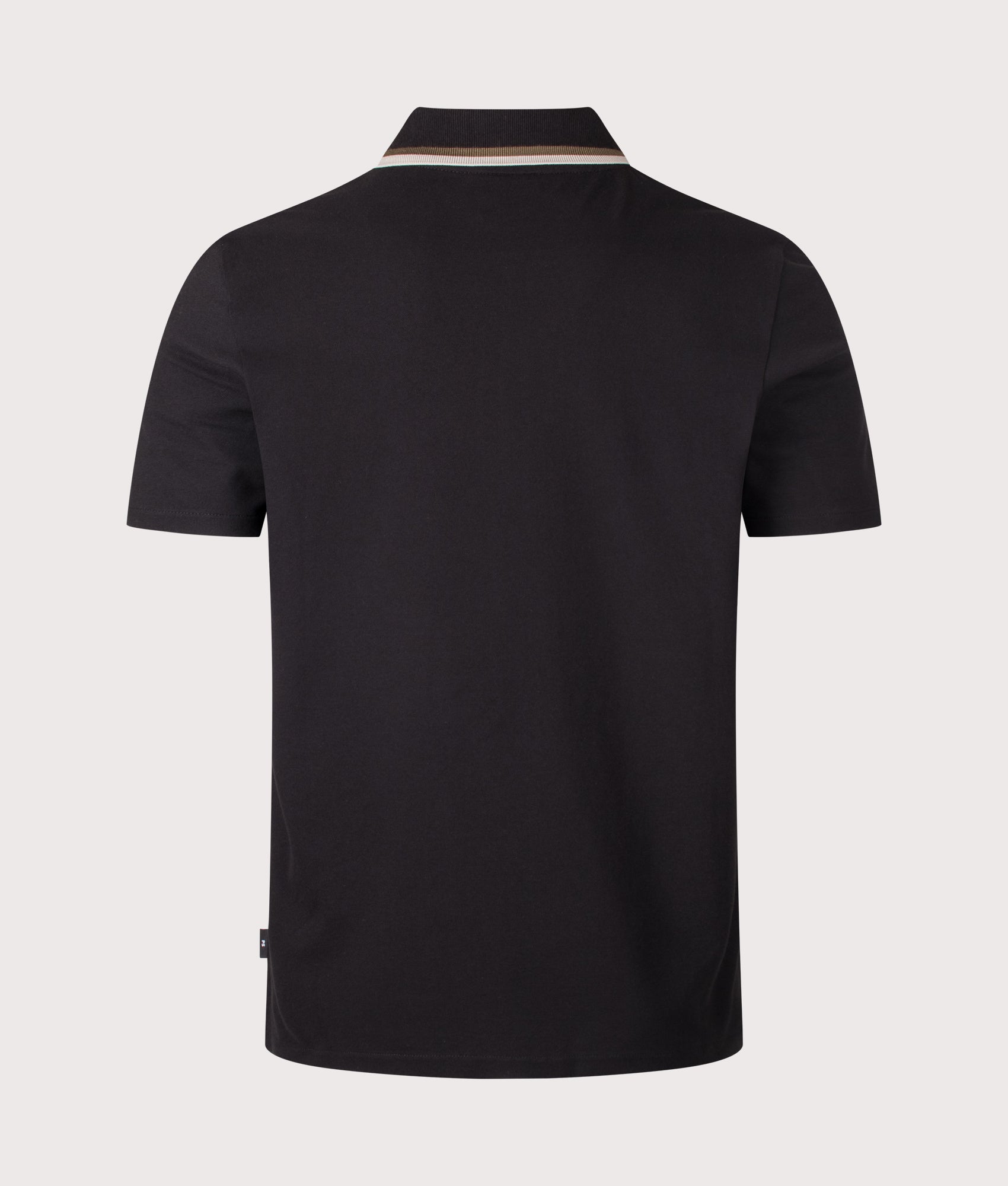 PS Paul Smith Regular Fit Quarter Zip Polo Shirt in Black at EQVVS Menswear. Back shot.
