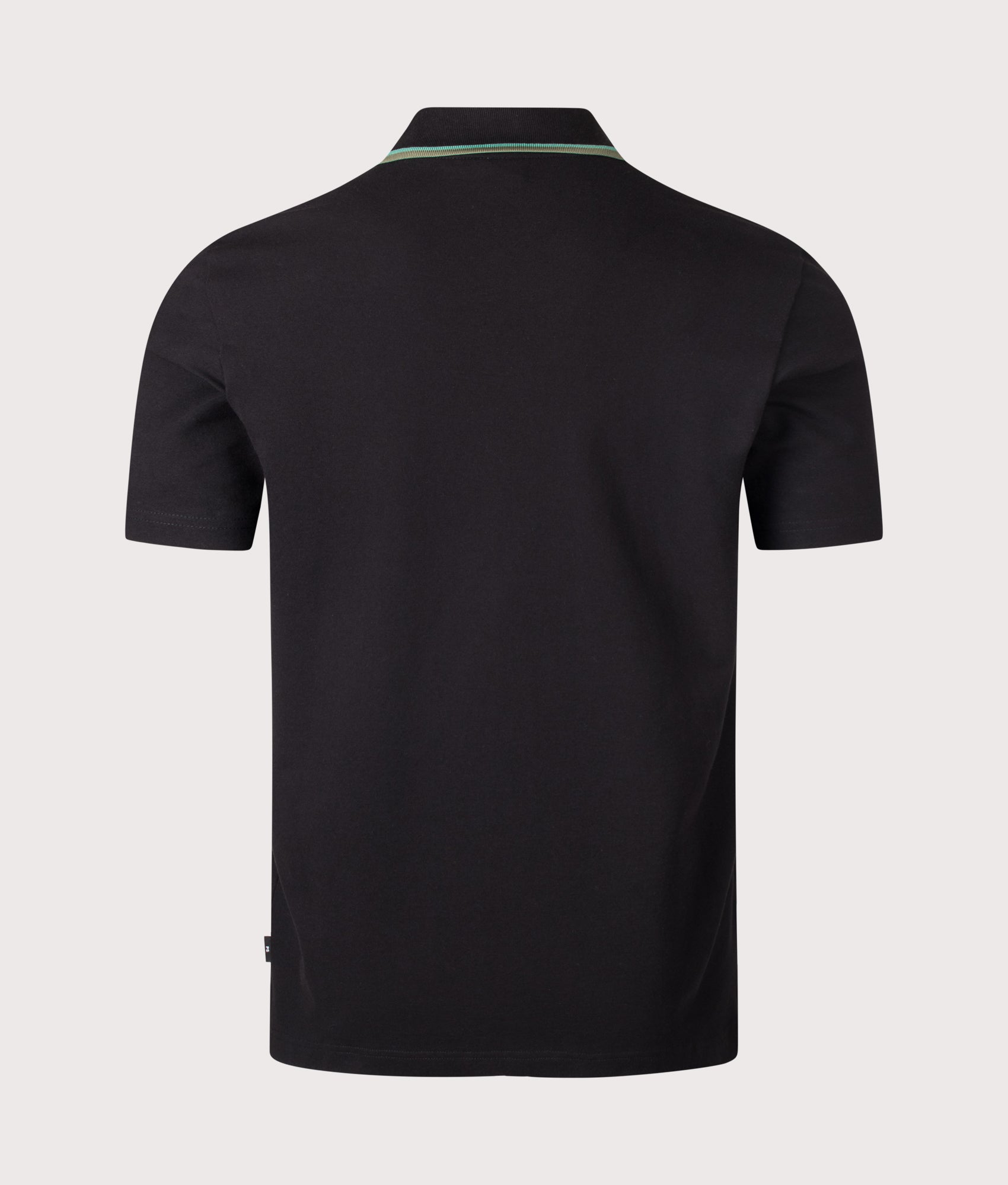 PS Paul Smith Regular Fit Button Through Polo Shirt in Black at EQVVS Menswear. Back shot.