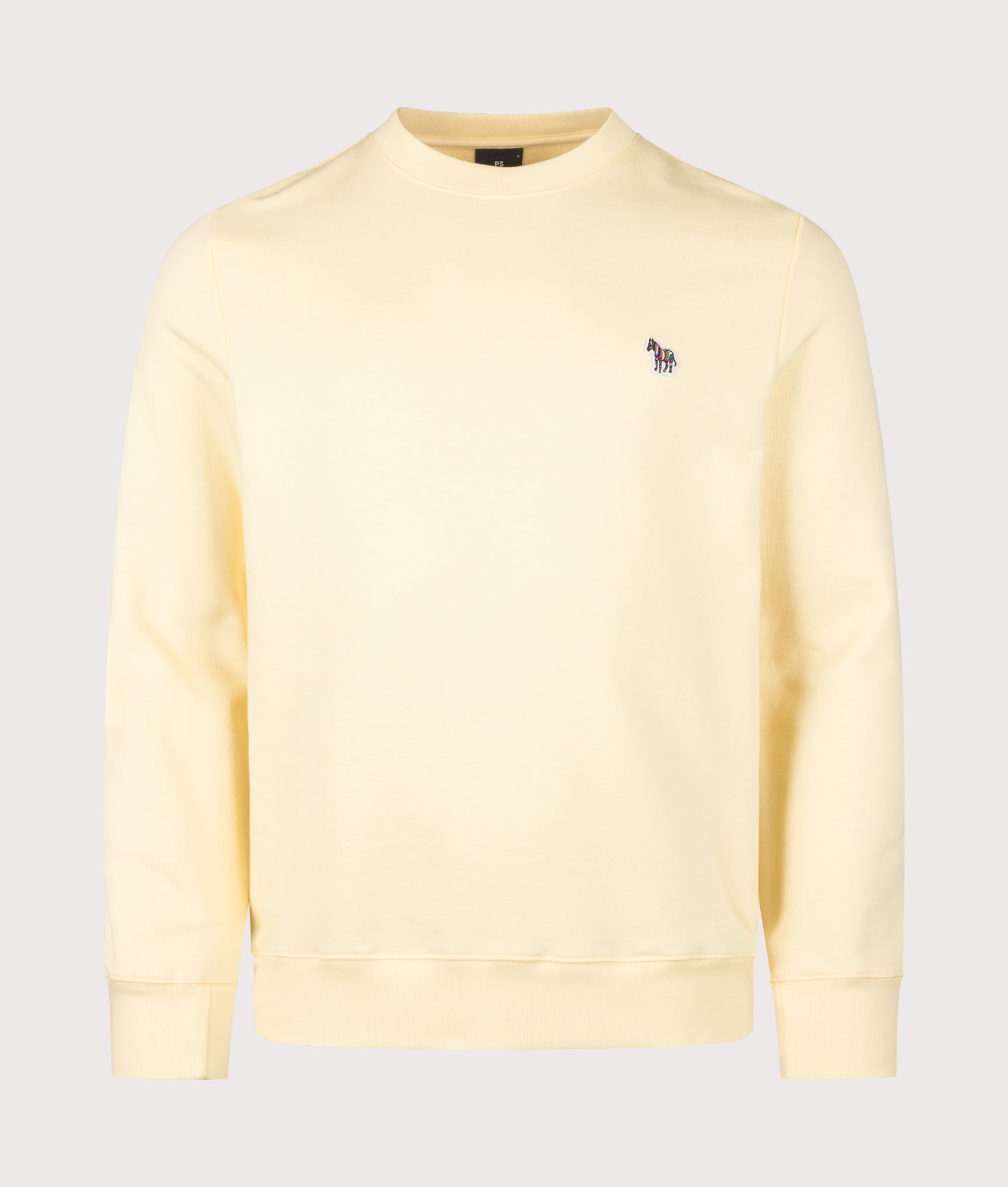 PS Paul Smith Organic Cotton Zebra Logo Sweatshirt in Yellow at EQVVS Menswear. Front shot.