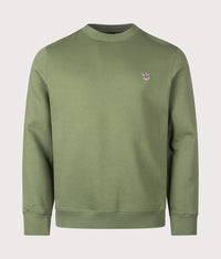 Regular Fit Organic Cotton Zebra Logo Sweatshirt: 35D Military Green 