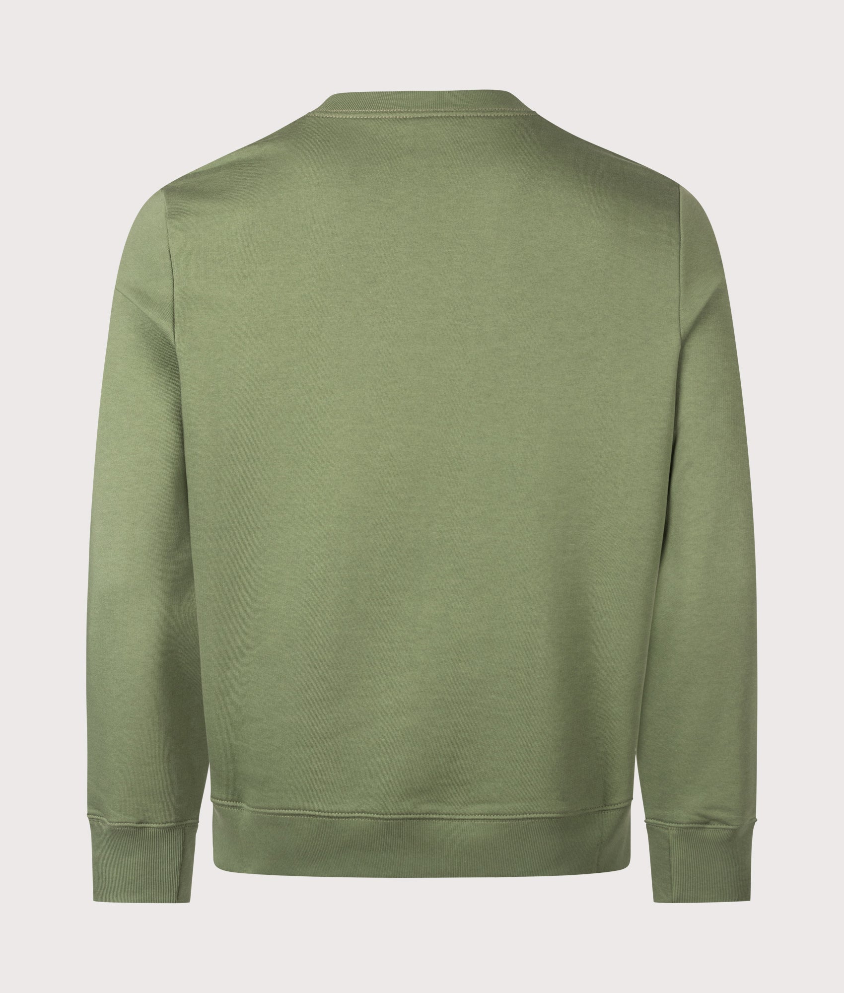 PS Paul Smith Organic Cotton Zebra Logo Sweatshirt in Military Green at EQVVS Menswear. Back shot.