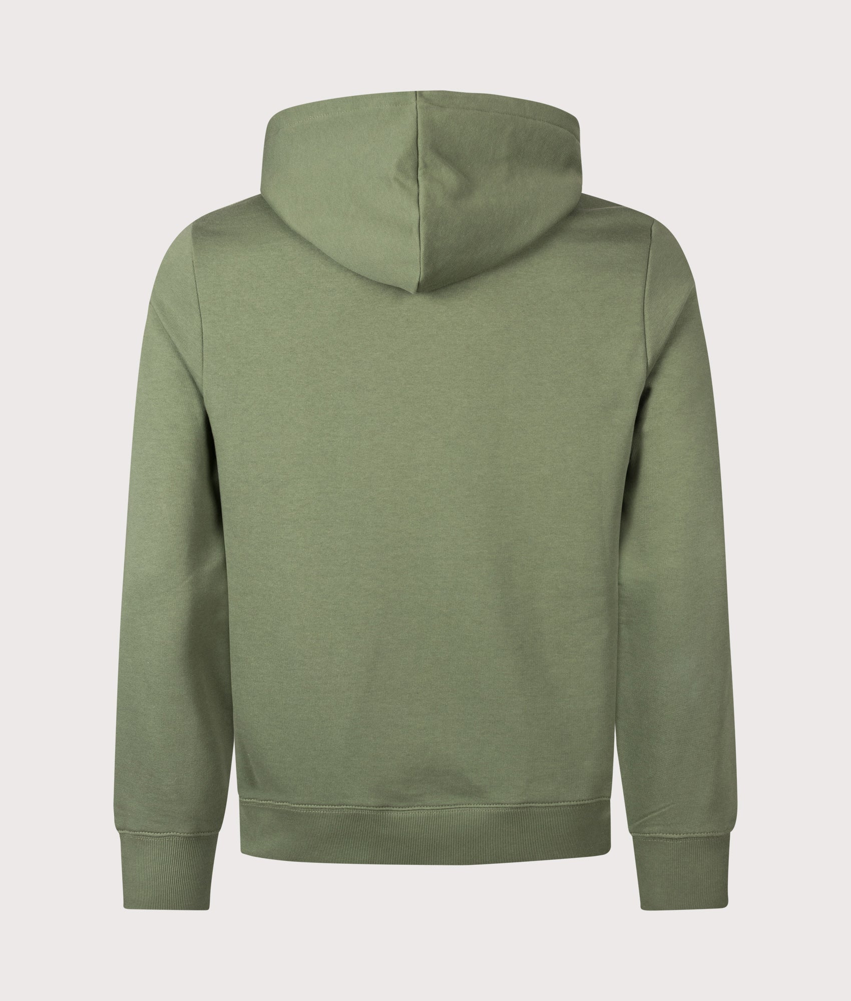 PS Paul Smith Zebra Logo Hoodie in Military Green at EQVVS Menswear. Back shot.