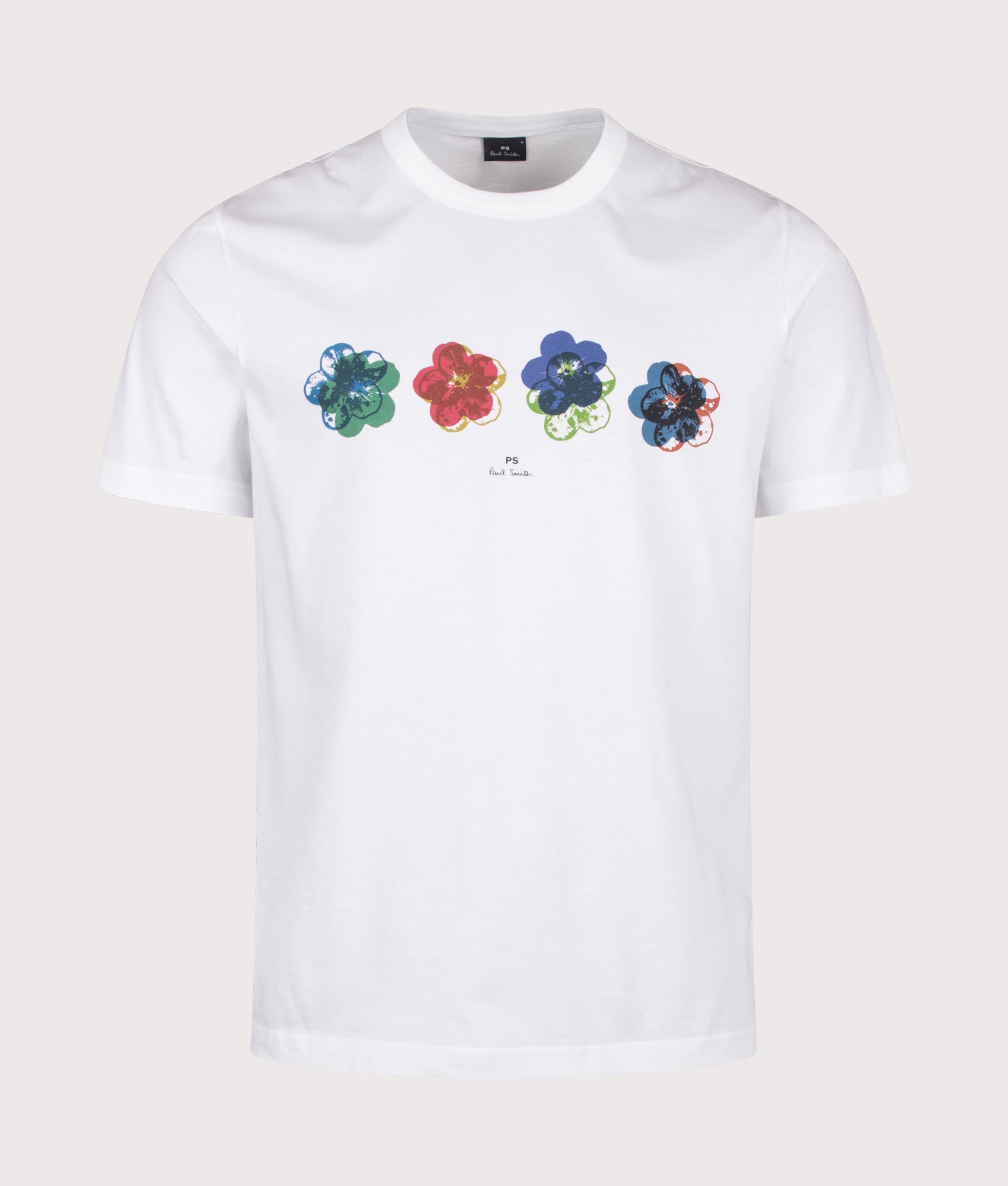 PS Paul Smith Zine Floral T-Shirt in White at EQVVS Menswear. Front shot.
