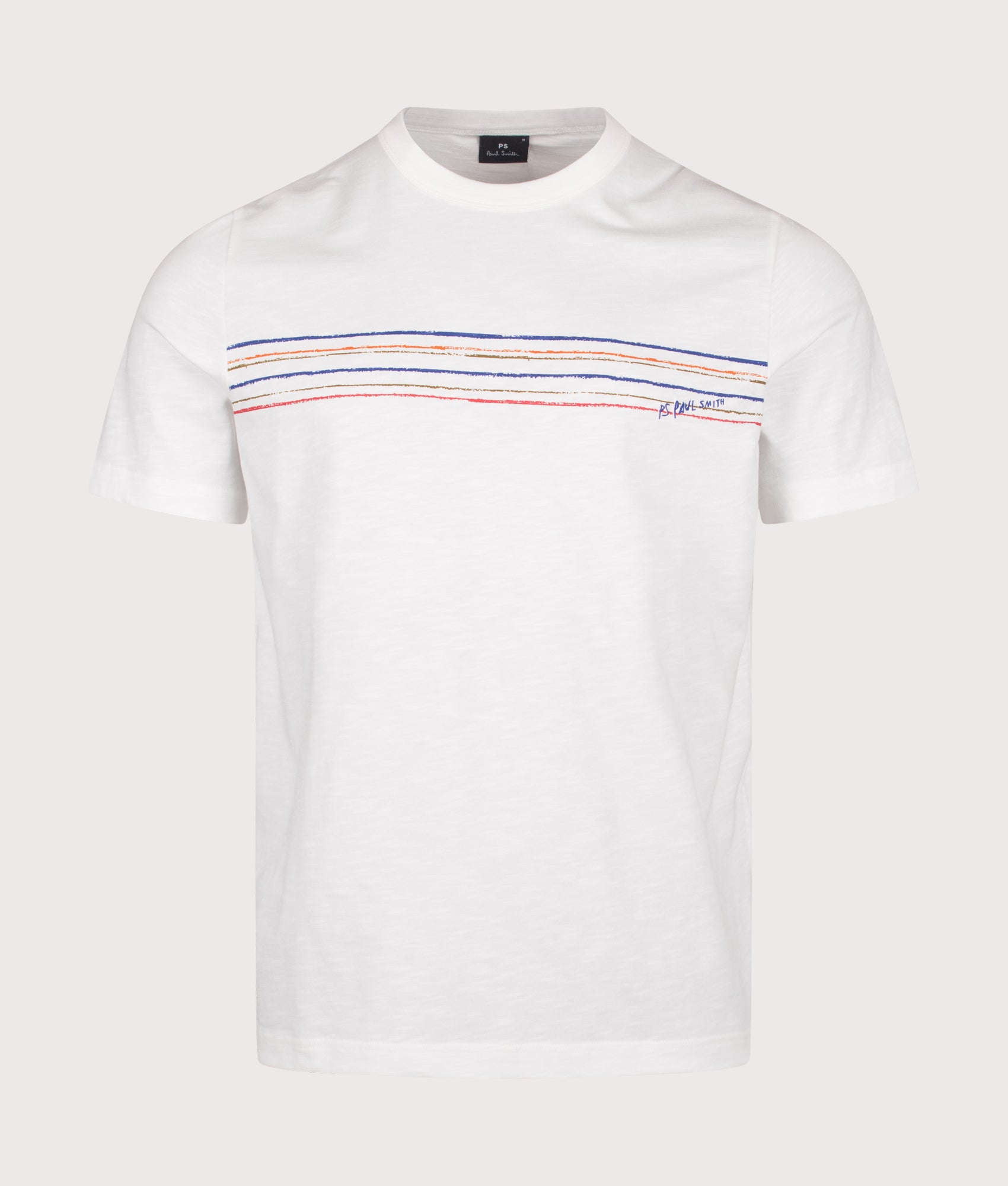 PS Paul Smith Striped Chest T-Shirt in Off White at EQVVS Menswear. Front shot.