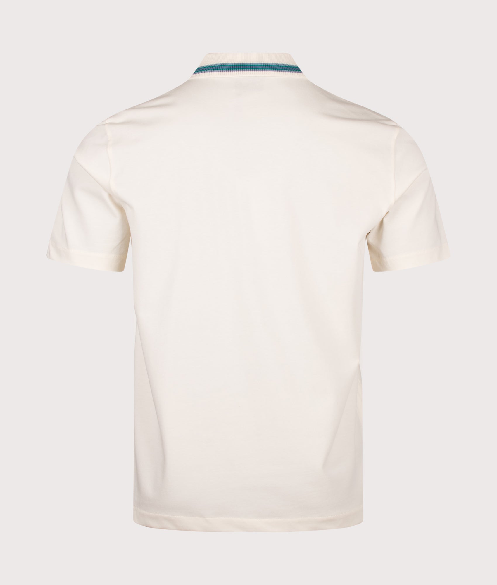PS Paul Smith Regular Fit Plated Polo Shirt in Off White at EQVVS Menswear. Back shot.