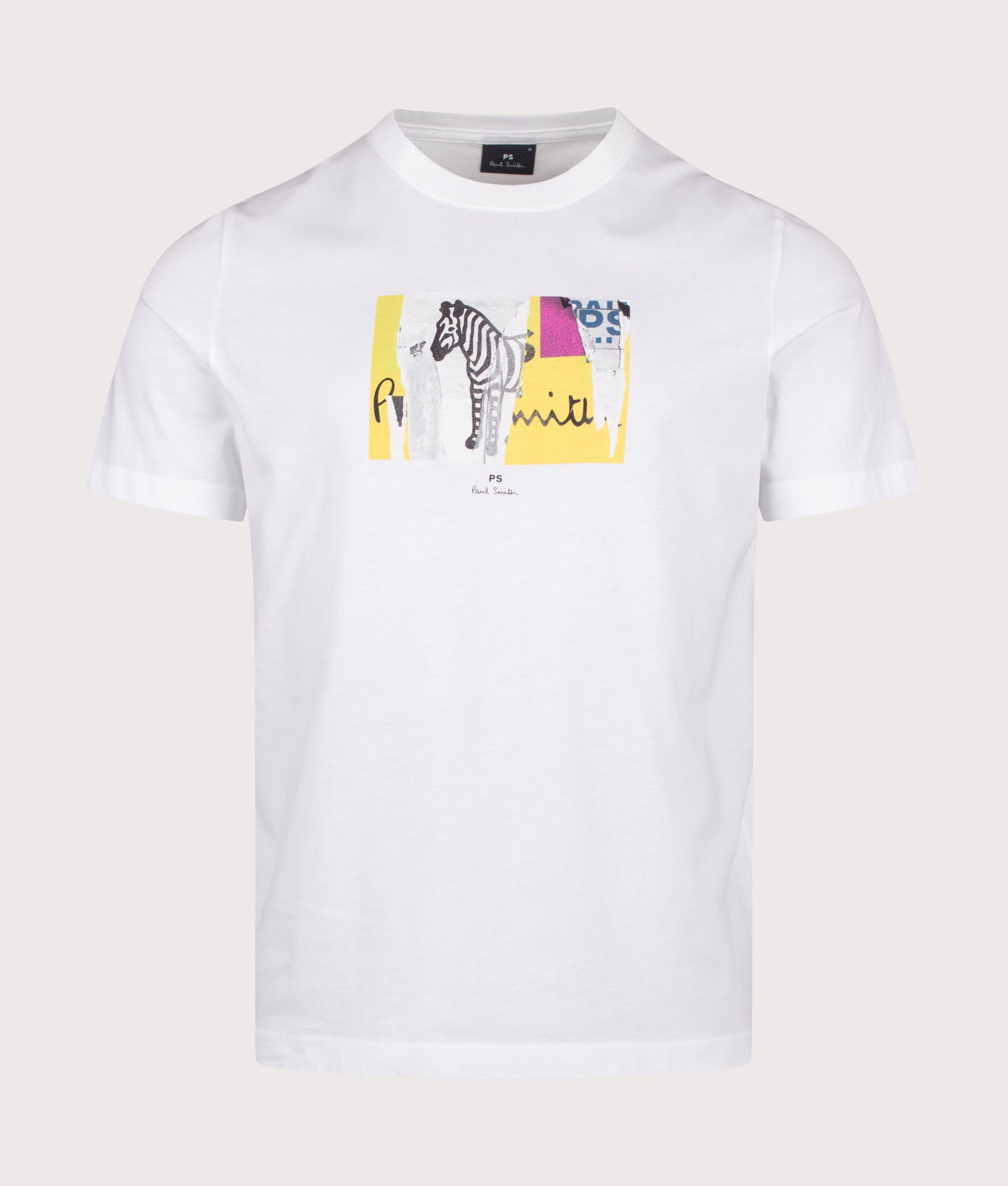 PS Paul Smith Organic Cotton Patch Zebra T-Shirt in White at EQVVS Menswear. Front shot.