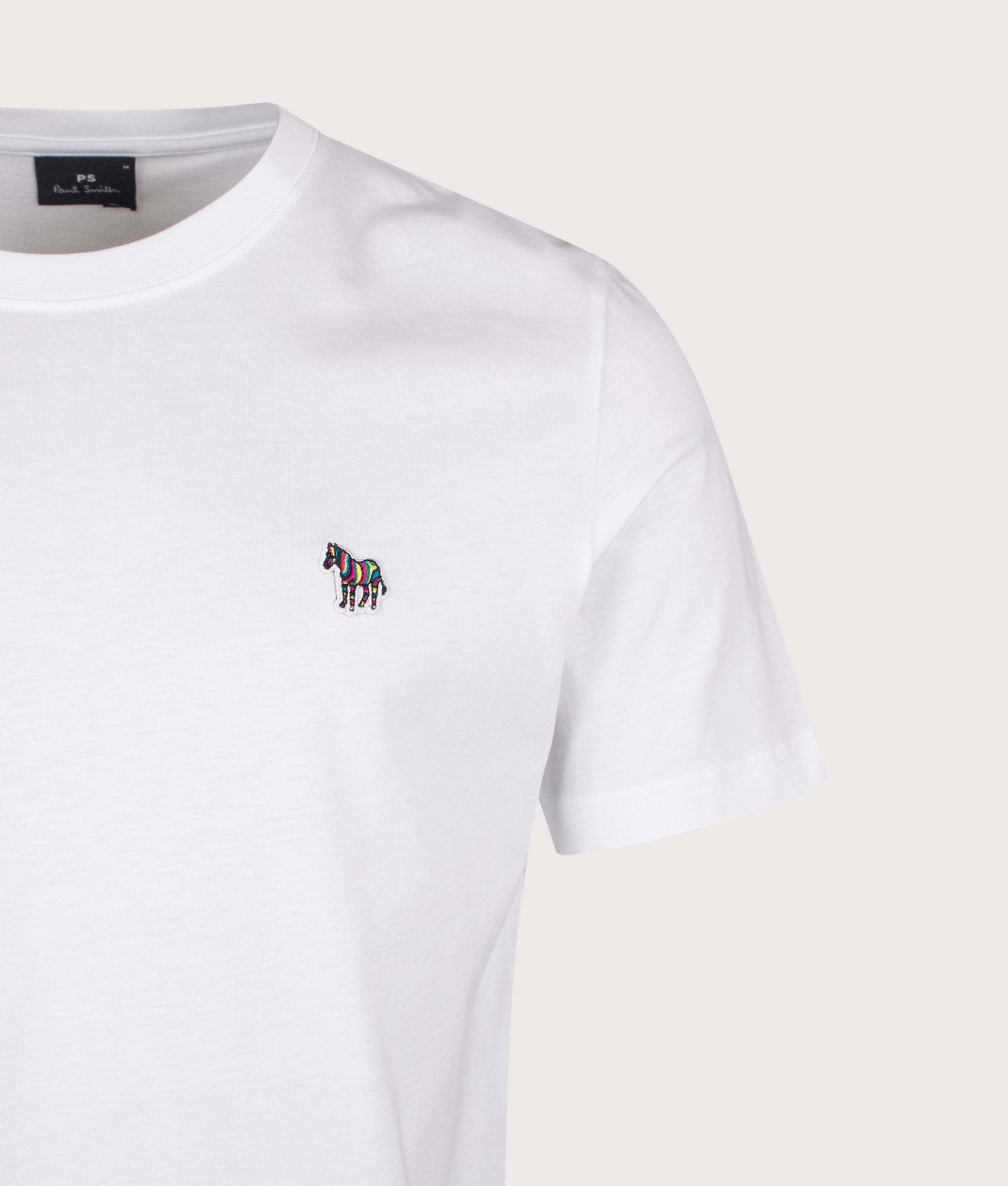 PS Paul Smith Zebra Logo T-Shirt in White at EQVVS Menswear. Detail shot.