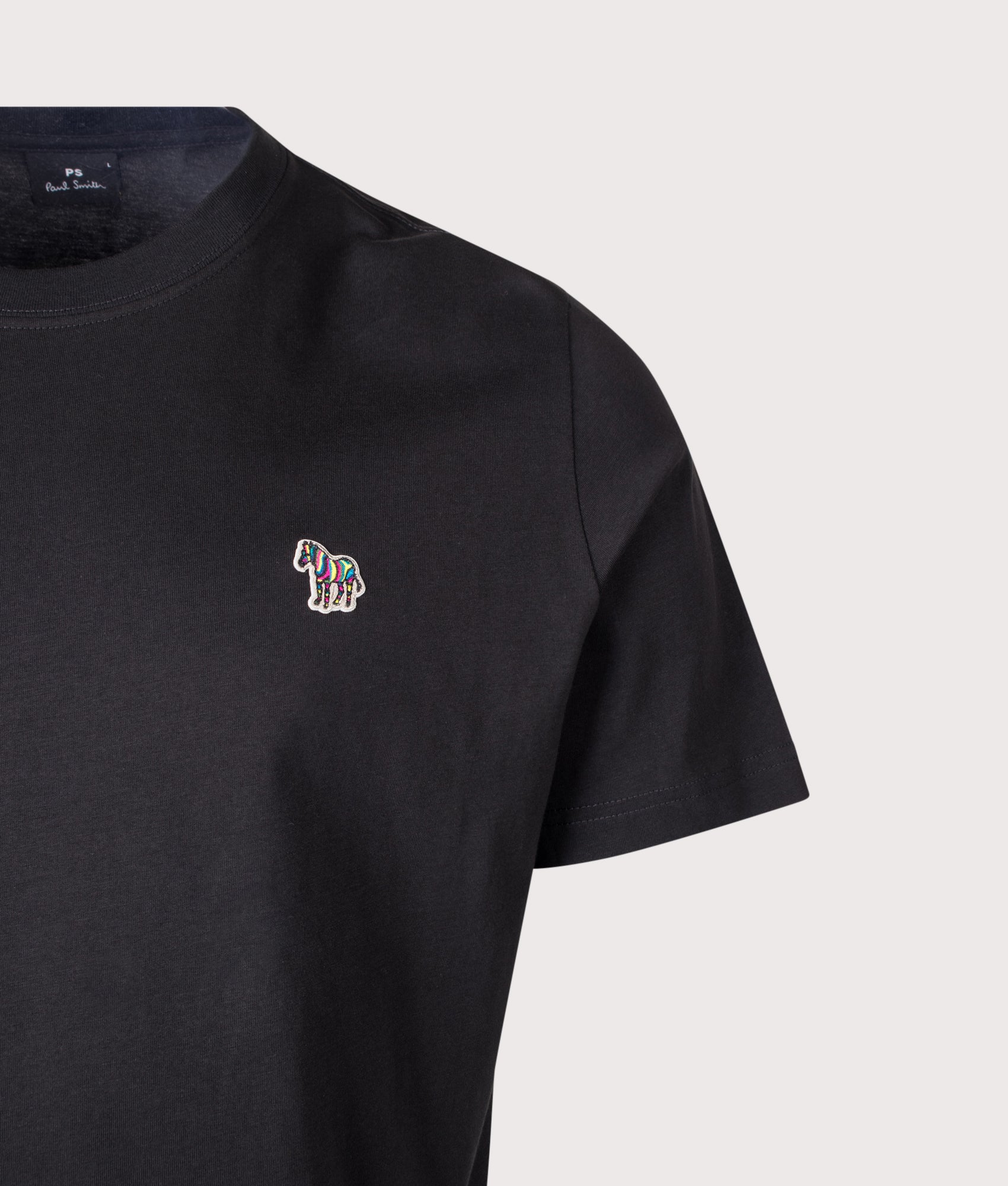 PS Paul Smith Zebra Logo T-Shirt in Black at EQVVS Menswear. Detail shot.
