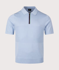 Regular Fit Knitted Quarter Zip Polo Shirt: 41 Blue 