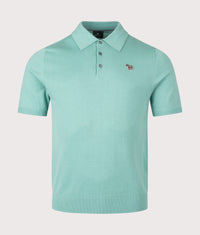 Regular Fit Zebra Badge Knitted Polo Shirt: 37D Petrol Green 