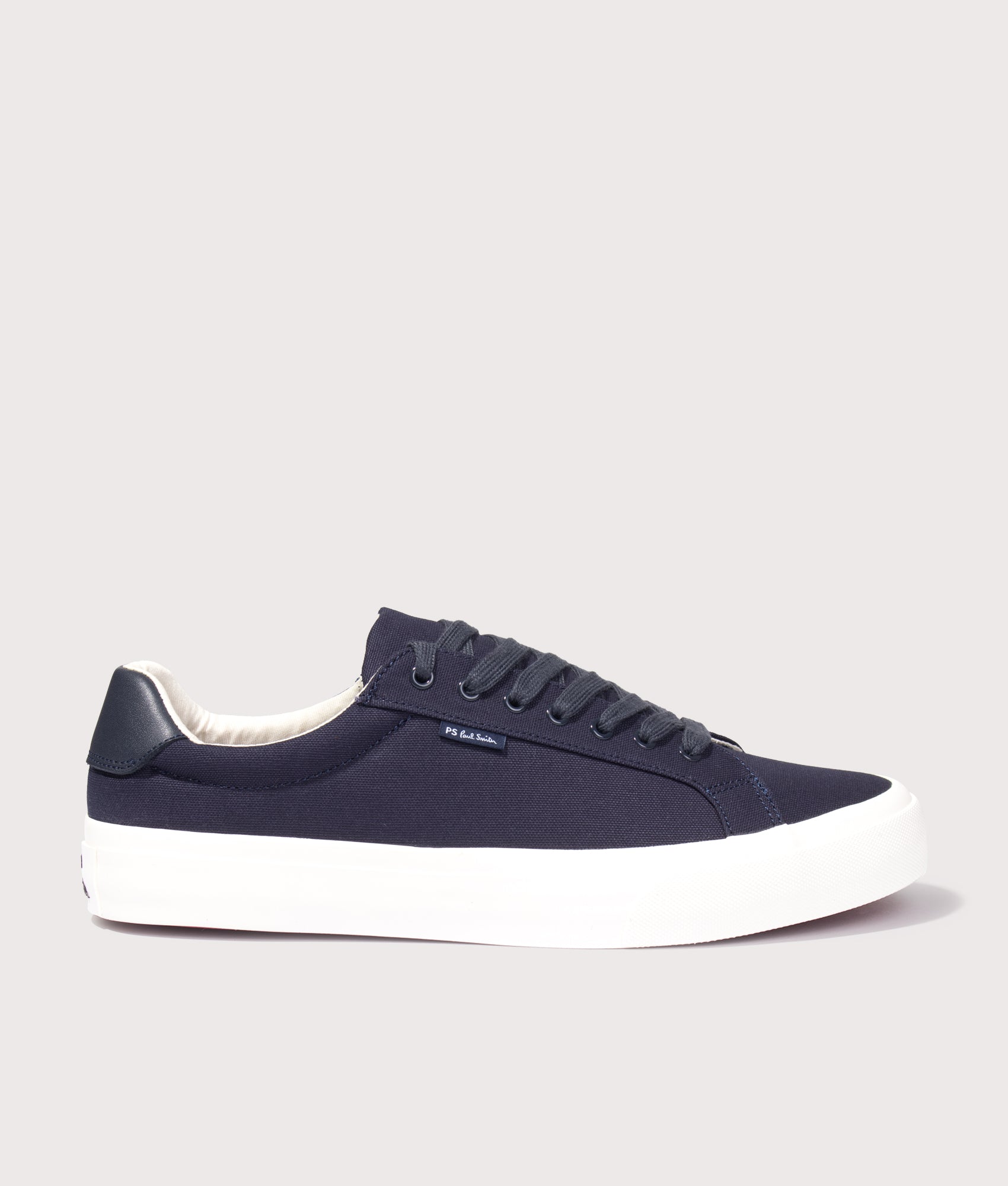 PS Paul Smith Amos Trainers in Navy at EQVVS Menswear. Side shot.