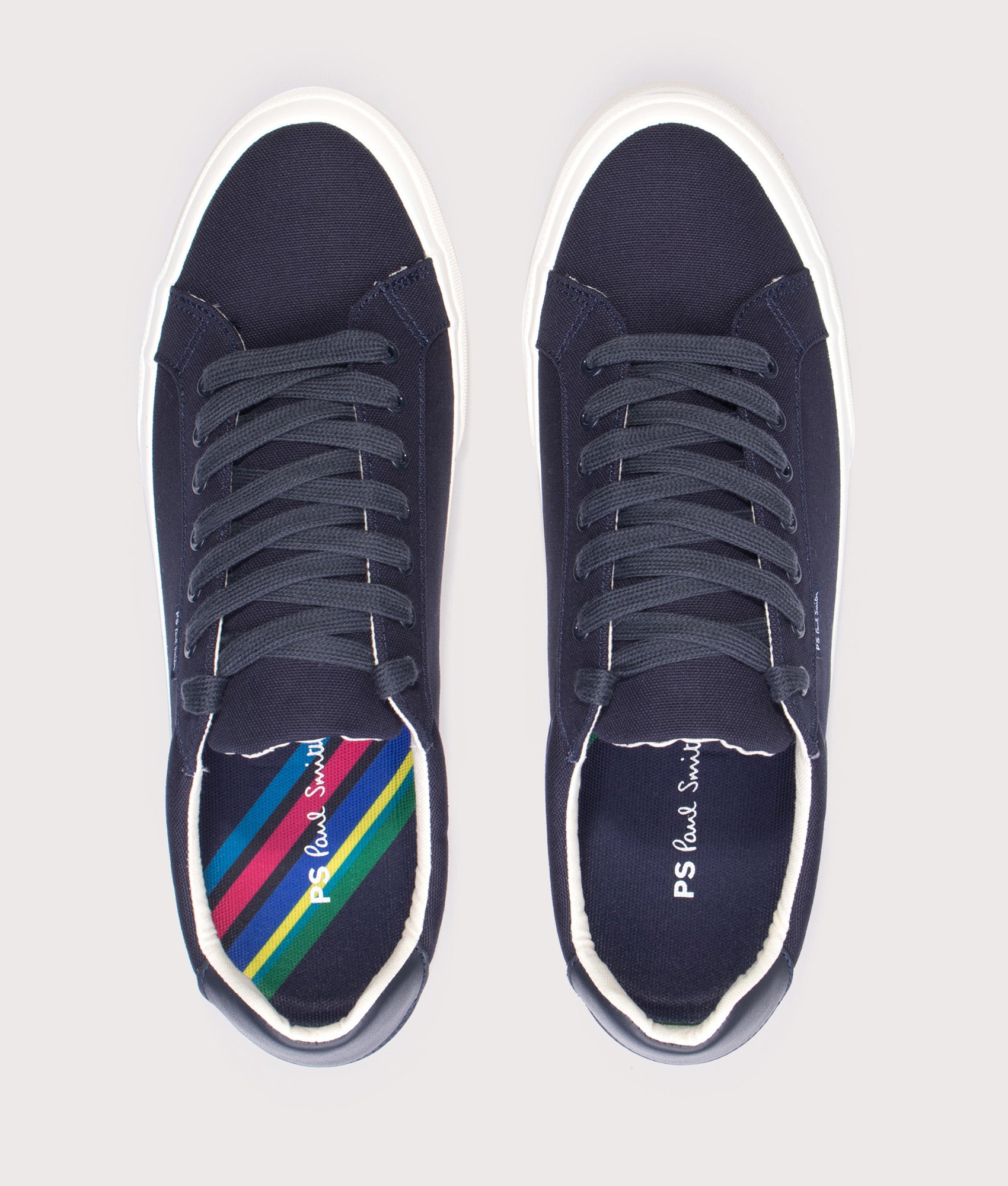 PS Paul Smith Amos Trainers in Navy at EQVVS Menswear. Top shot.