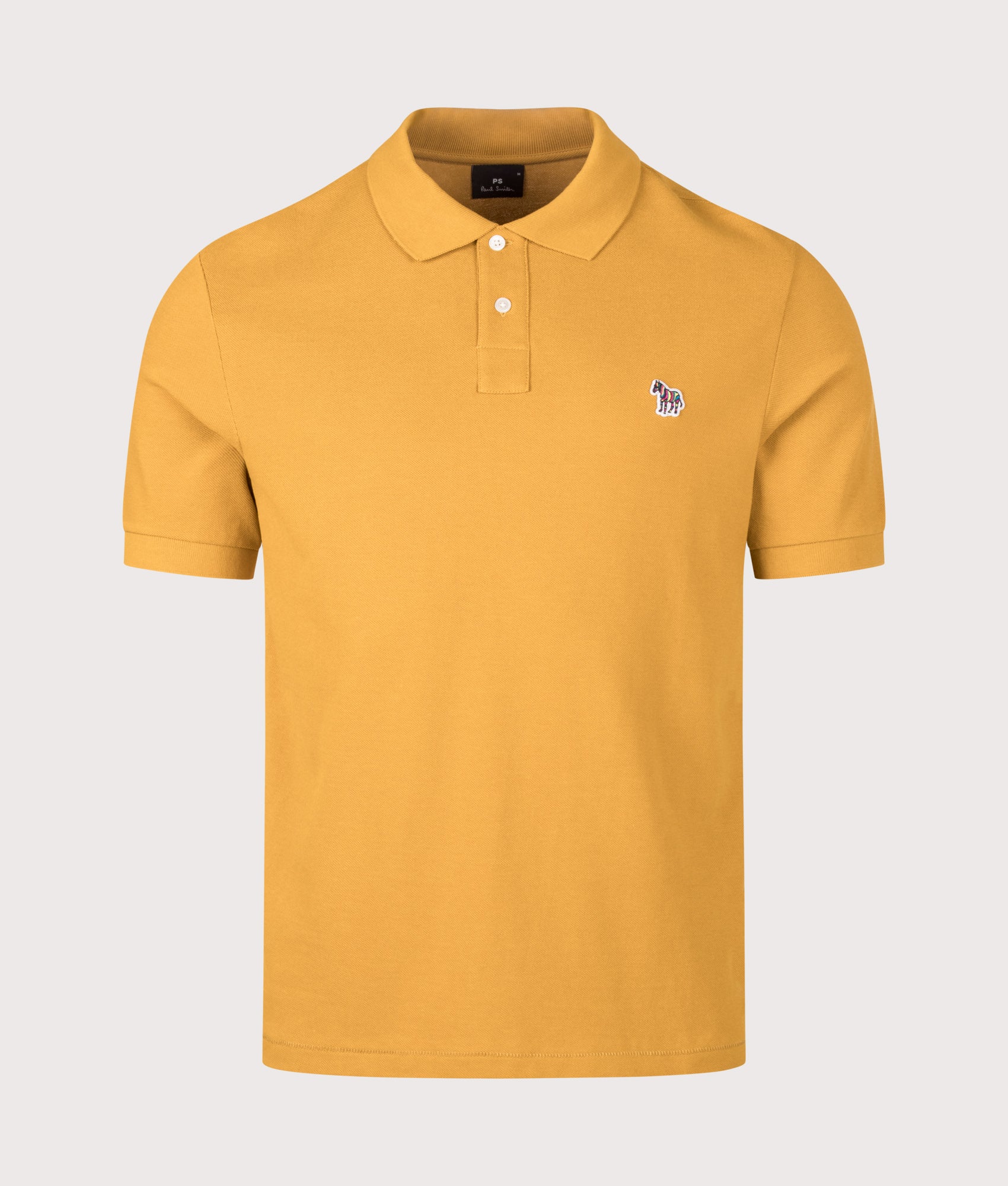 PS Paul Smith Regular Fit Zebra Polo Shirt in Ochre at EQVVS Menswear. Front shot.