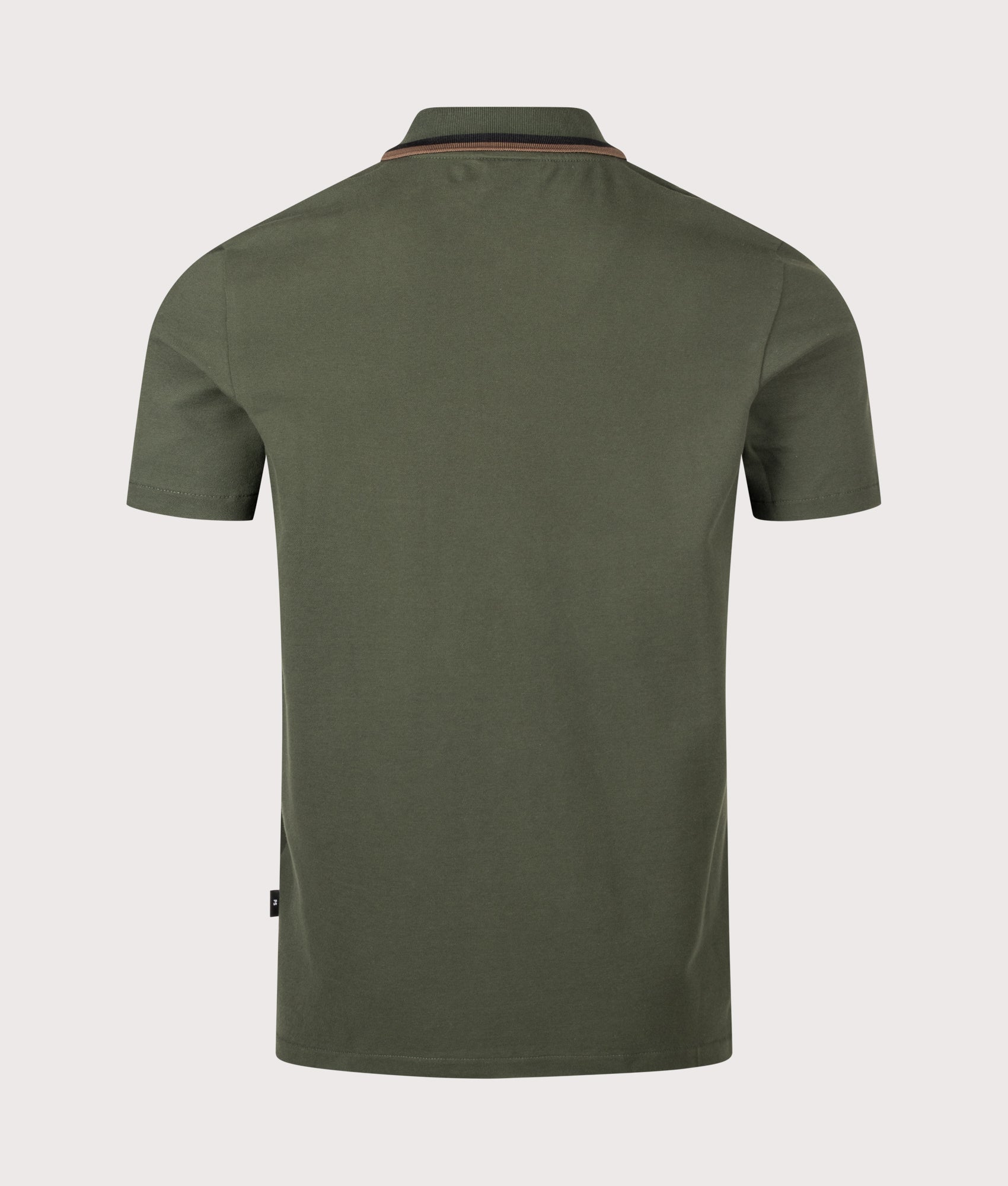 PS Paul Smith Regular Fit Quarter Zip Polo Shirt in Bottle Green at EQVVS Menswear. Back shot.